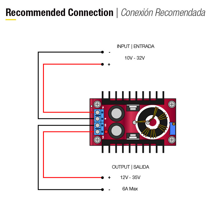 Módulo Step-Up Ajustable, 12-35V 150Wmax 6Amax, DC-DC