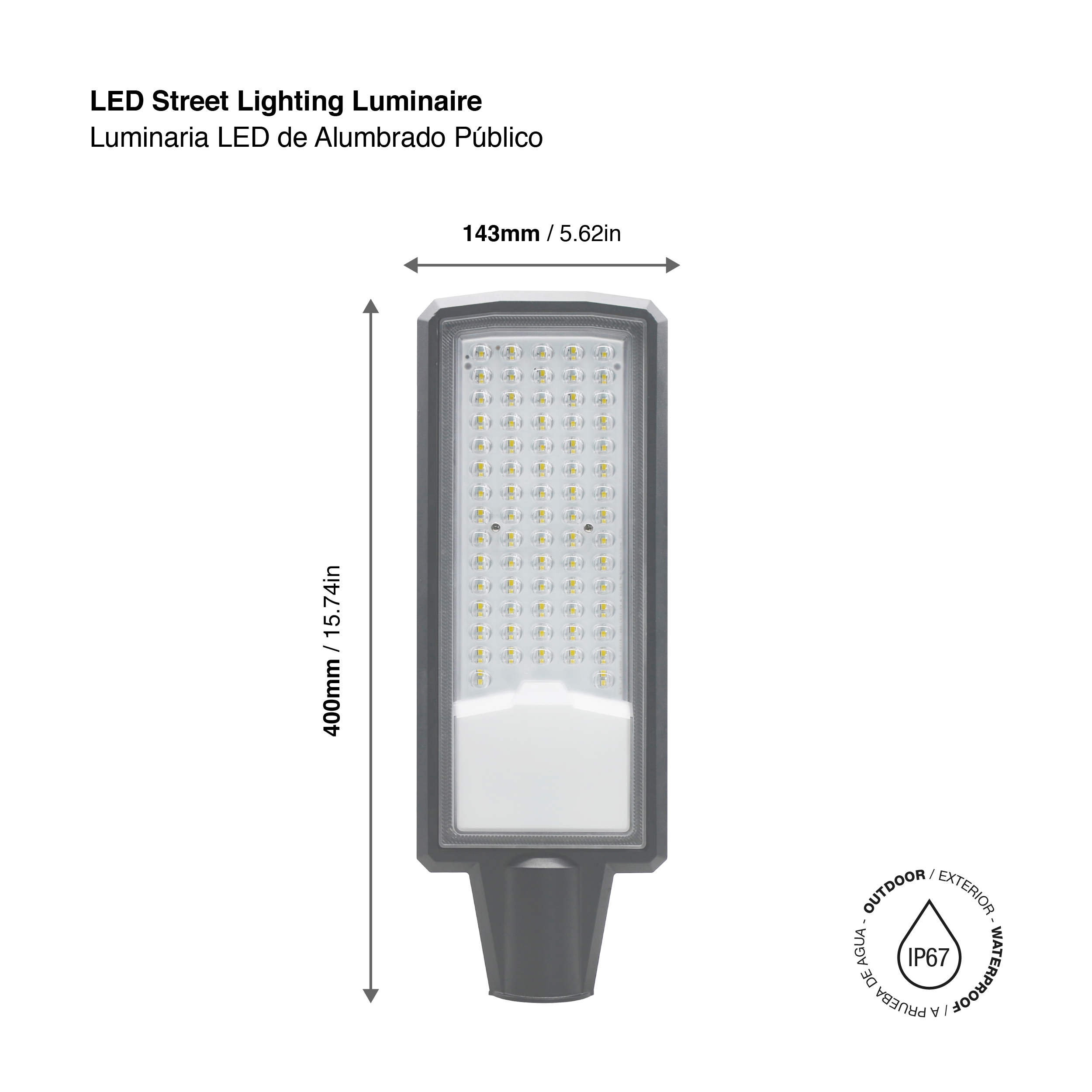 Luminaria de Calle 100W Blanco Frío 6500K 10000lm IP65