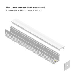 Perfil de Aluminio Mini Linear 7,8x9mm Anodizado, Cover Opal Blanco x 2m