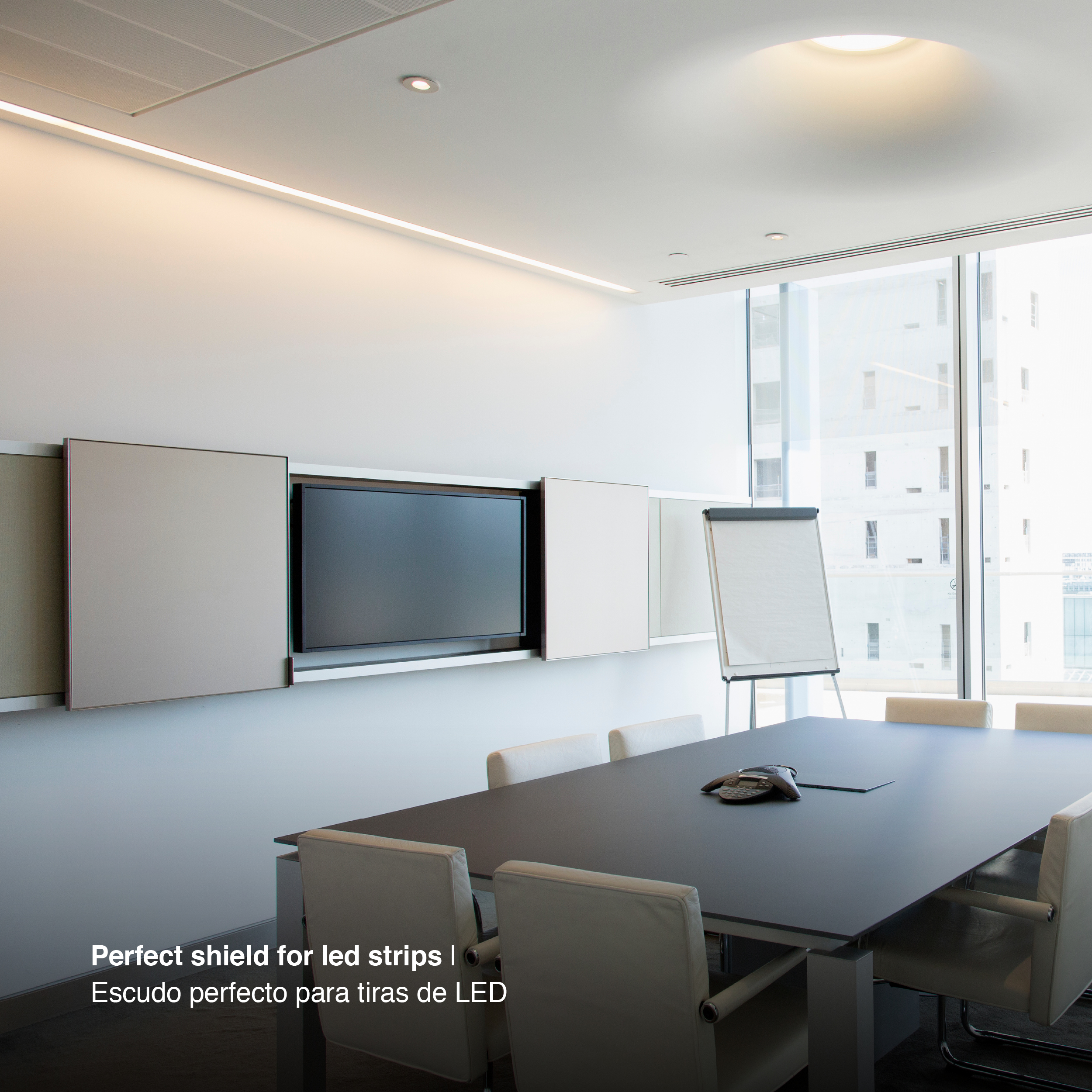 Perfil de Aluminio con Alas de Embutir 53x13,3mm Anodizado, Cover Opal Blanco x2,5m