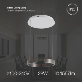 Lámpara LED Suspendida Titanio Negro, Ø40x52cm, 28W CCT Variable 3000-6500K