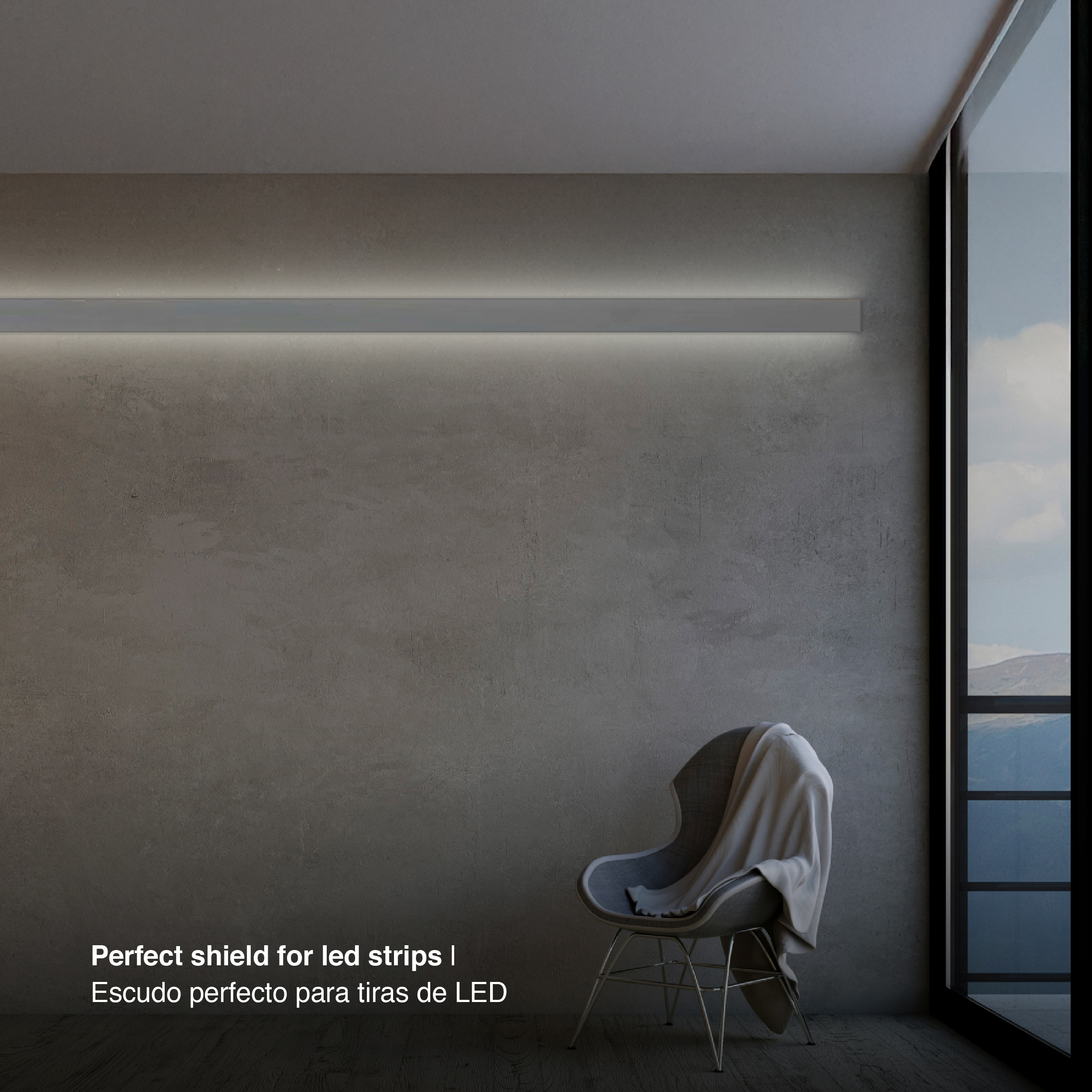 Perfil de Aluminio Duo Bidireccional 49x17mm Anodizado, Cover Opal Blanco x2m