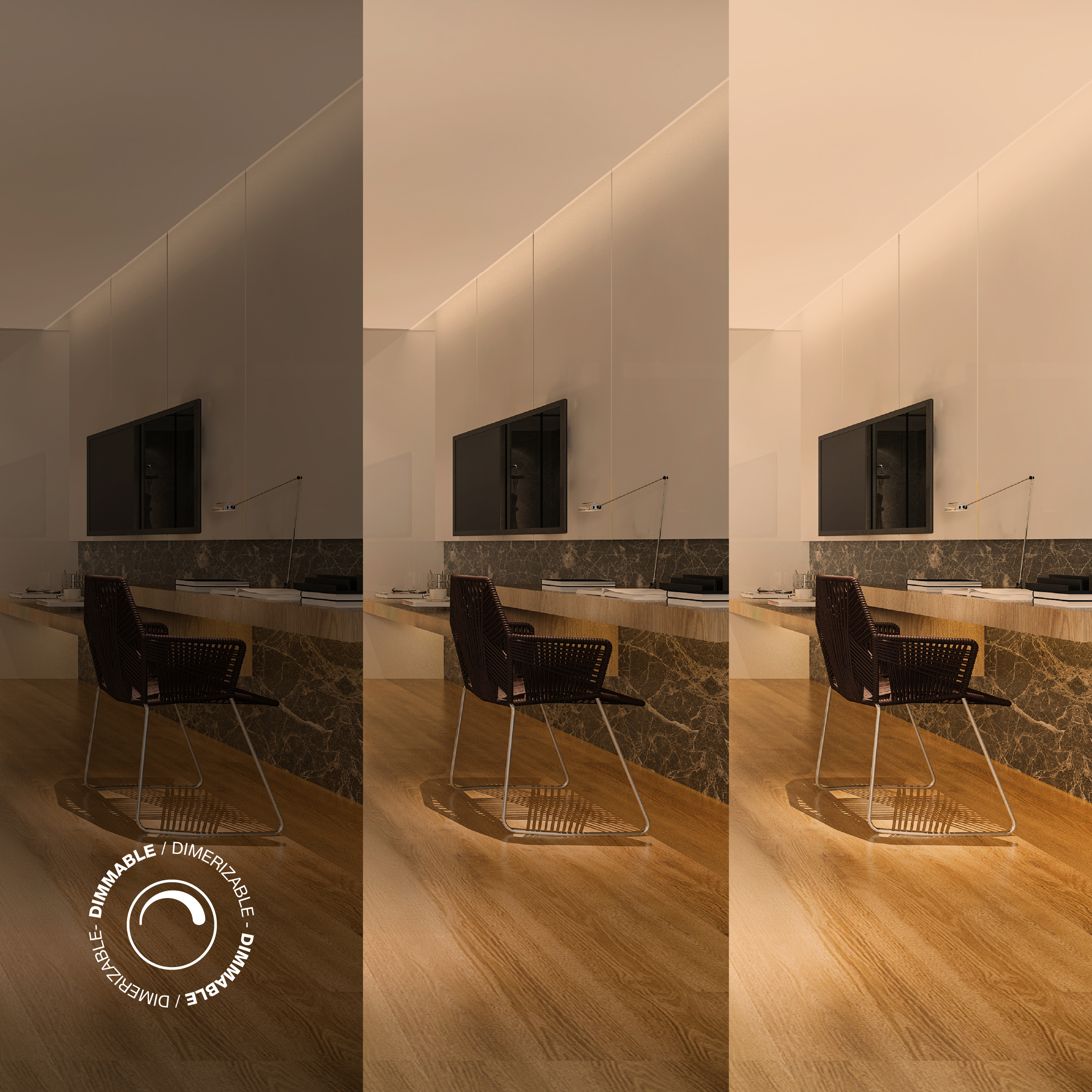 Tira LED COB 24V 8W/m Blanco Cálido 540lm/m 504LEDs/m, 5mm PCB IP33 x5m