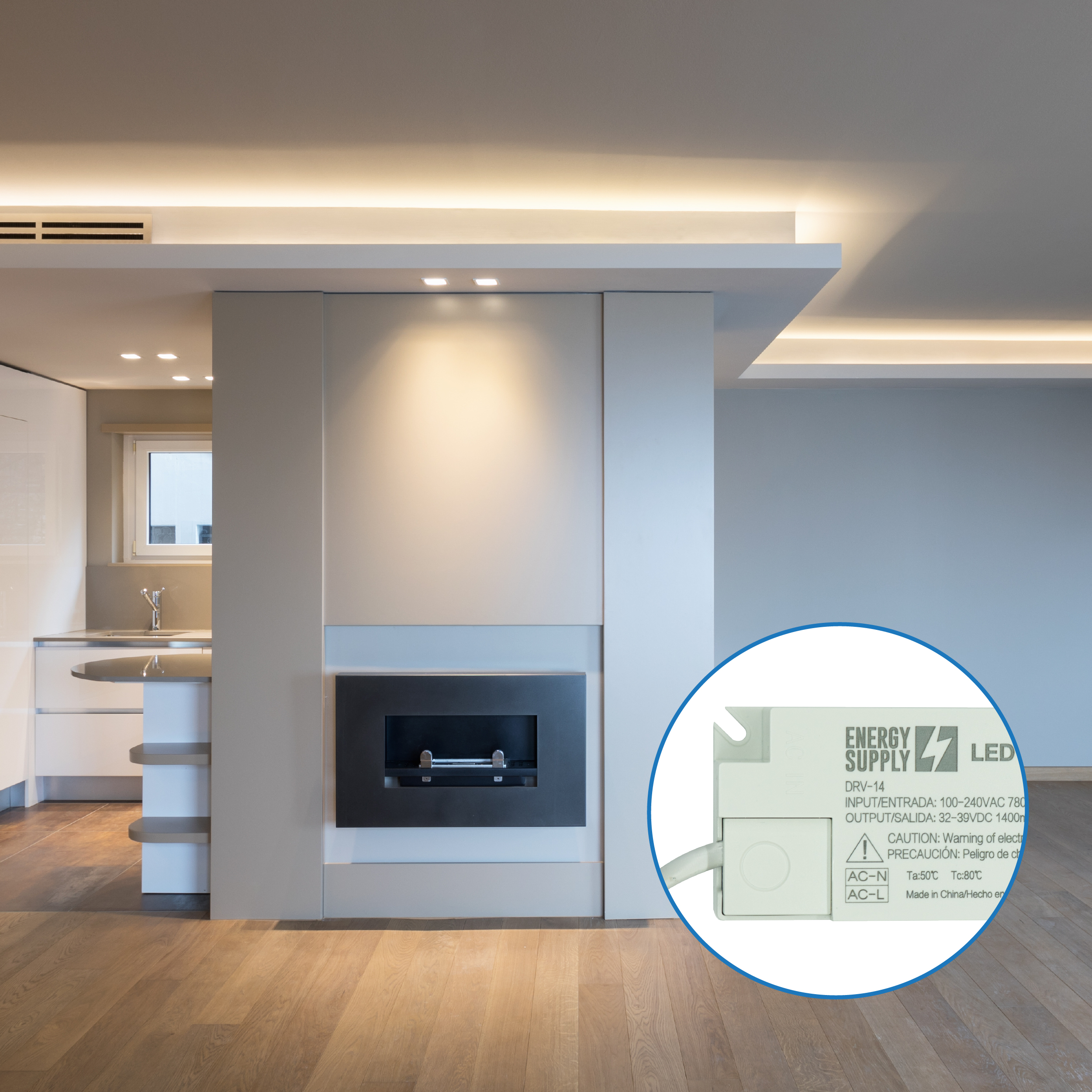 Driver LED, DC 32-39V 60W 1400mA, Entrada: AC100-240V