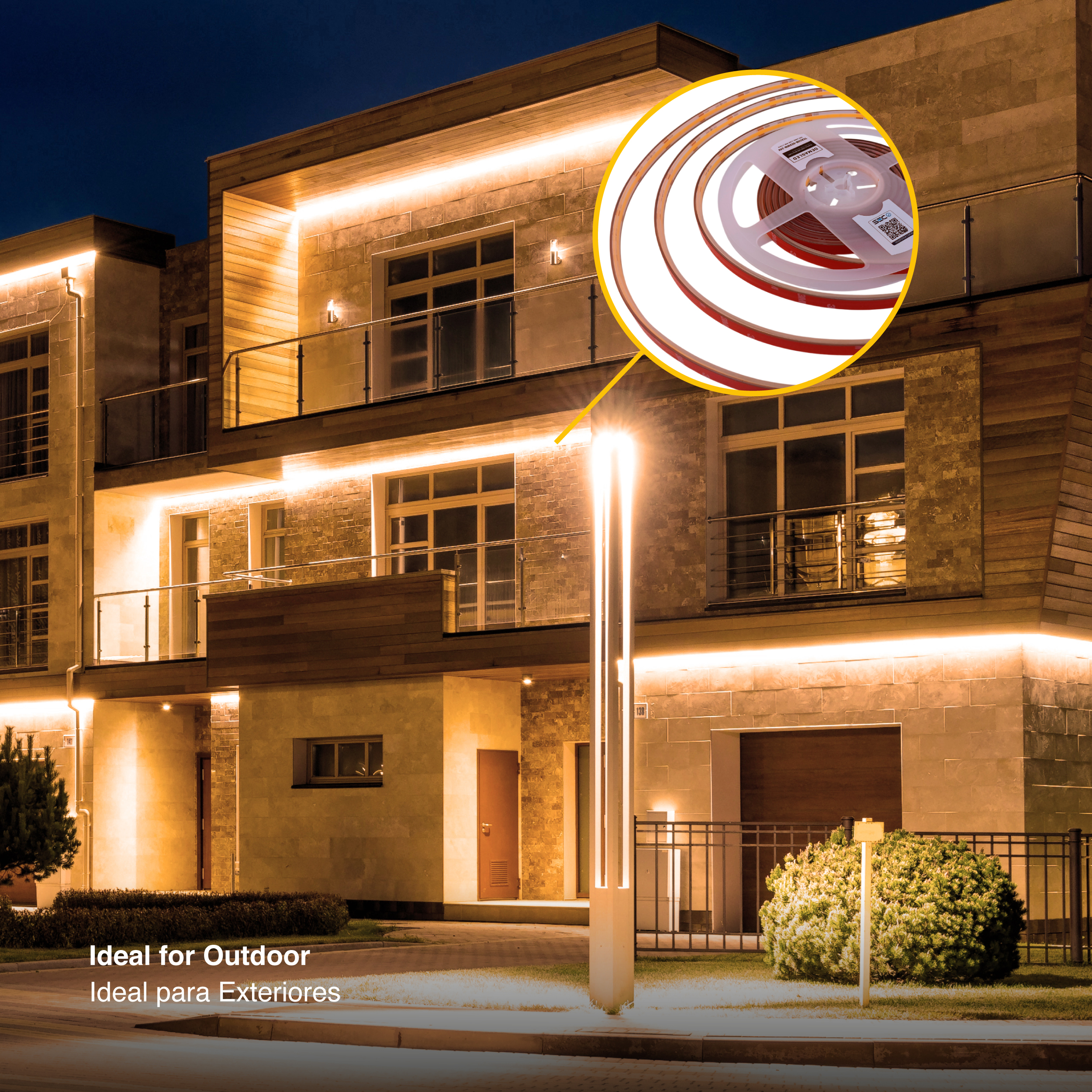 Tira LED COB 24V 11W/m Blanco Cálido 1100lm/m 480 LEDs/m 11mm IP68, 5m