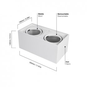 Luminaria BOX II de Aplicar Blanco de 30x16x14cm, para 2 Lámparas AR111