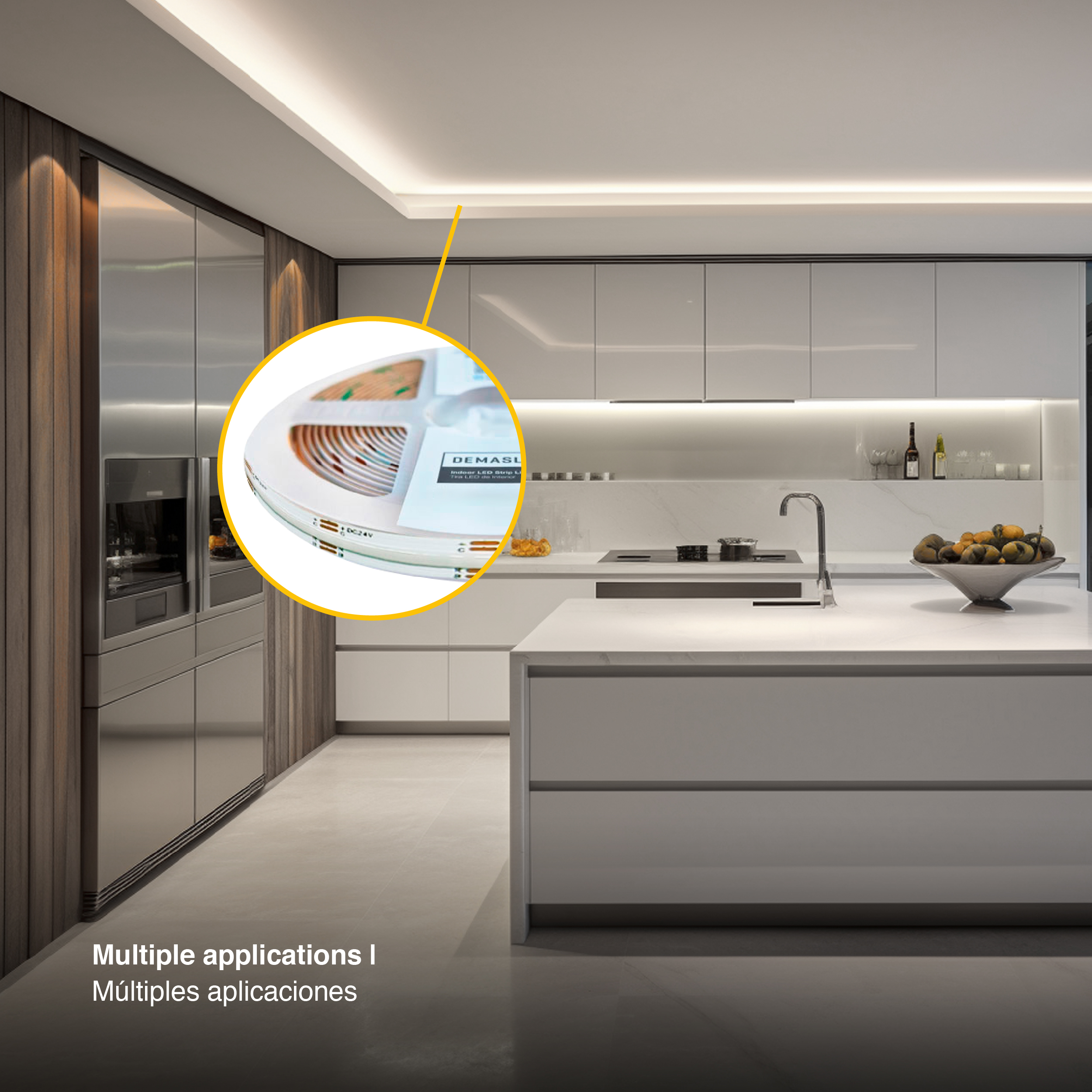 Tira LED COB 24V 21W/m RGB+Blanco Neutro 784 LEDs/m, 10mm PCB IP33 x5m