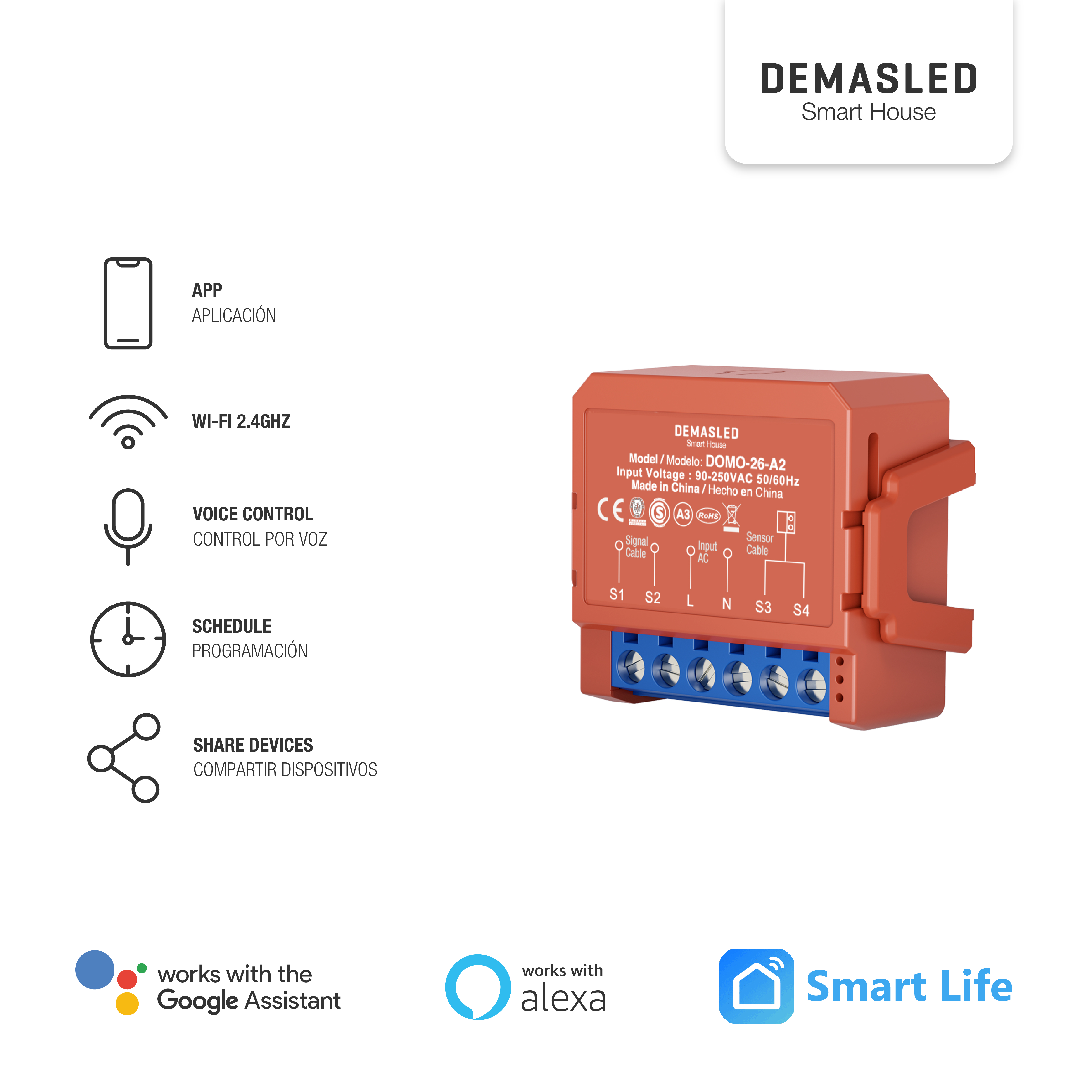 Controlador Switch WIFI para Puerta de Garage AC100-240V IP20