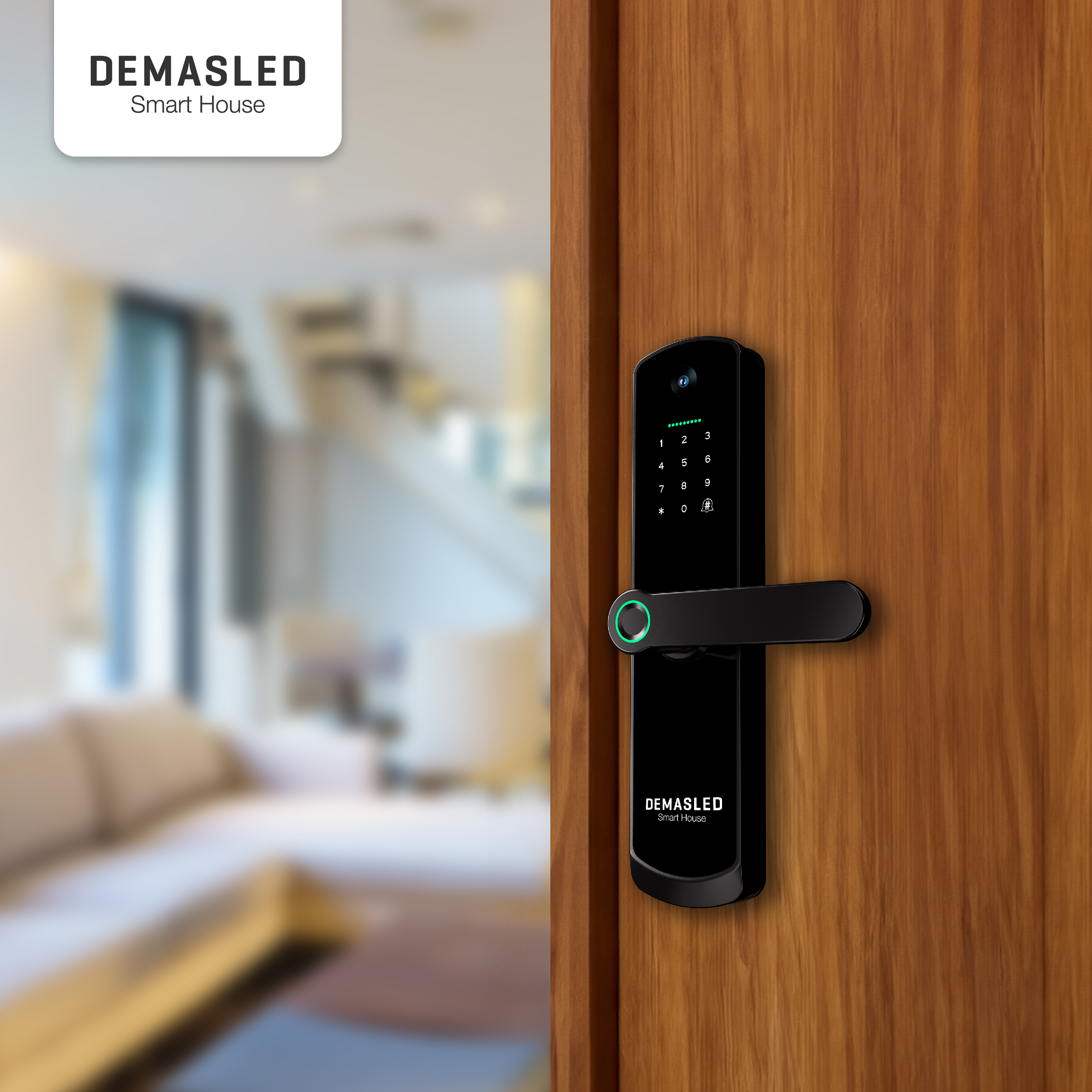 Cerradura Biométrica Smart WIFI de Vidrio Templado con Cámara