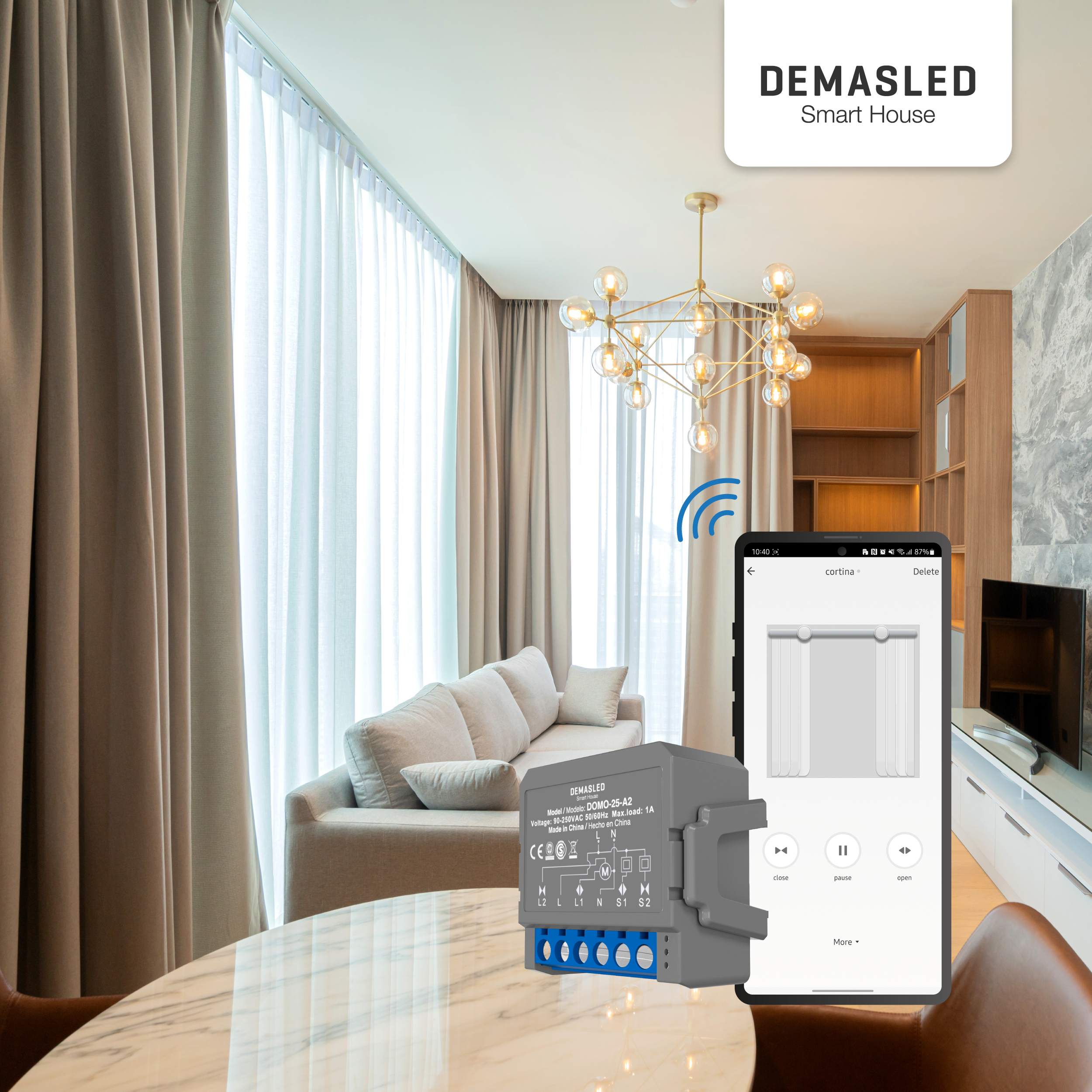 Módulo Smart Switch Wifi para cortinas 1A 220V 2.4GHz