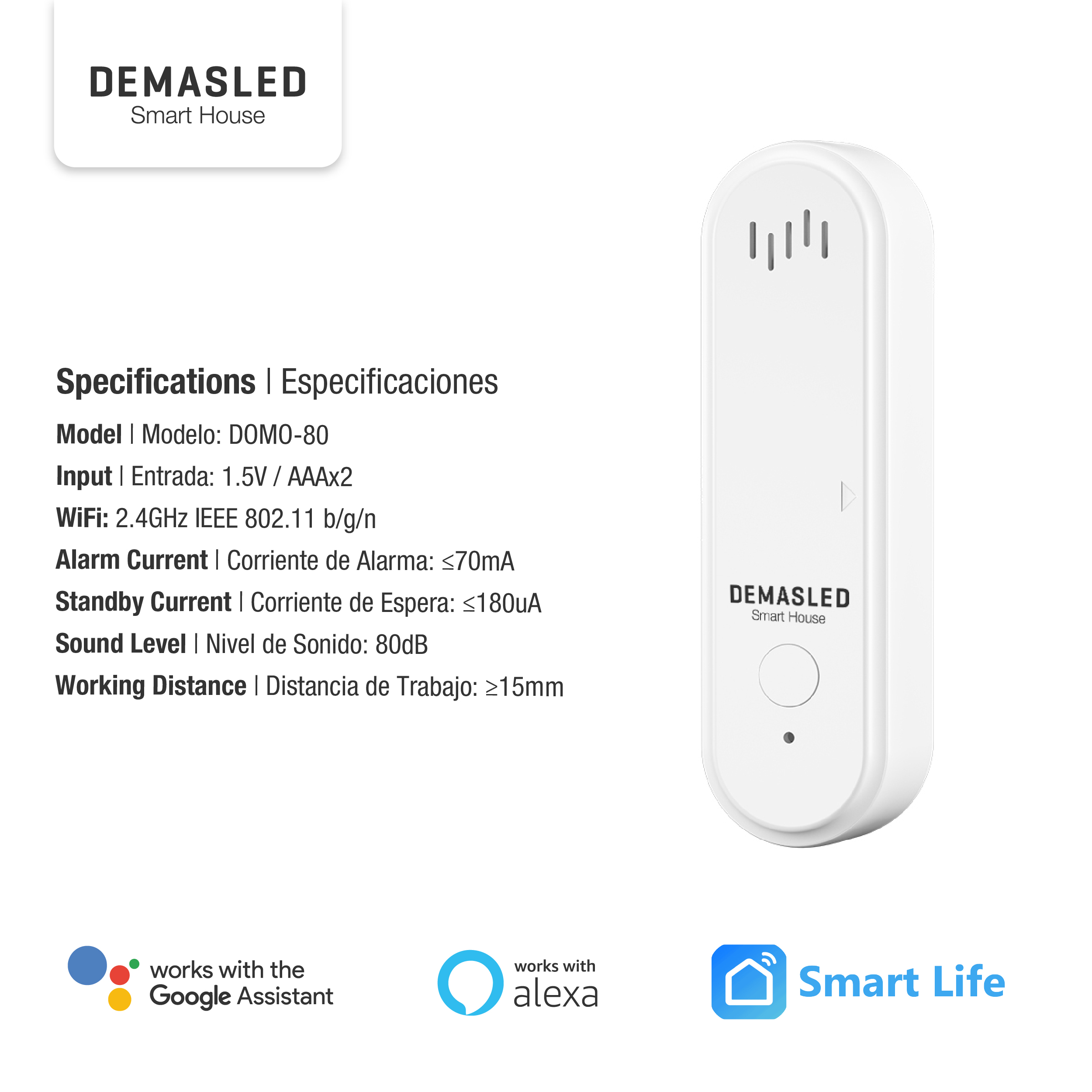 Sensor Smart WiFi Magnético para Puerta/Ventana con Sirena 2.4GHz