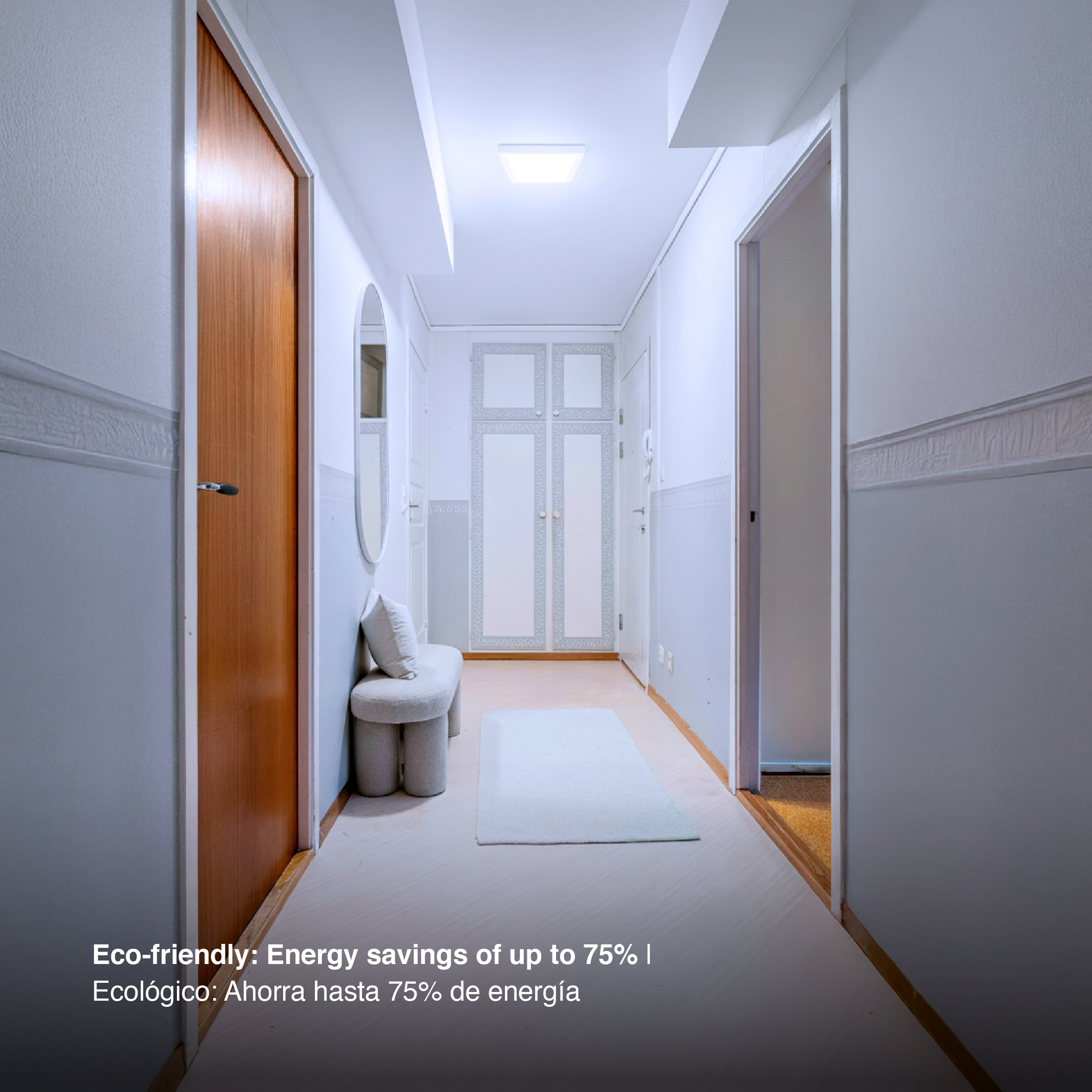 Plafón LED cuadrado blanco de 21,3x21,3cm, 18W 1440lm Frío, de aplicar