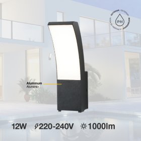 Aplique Exterior CURVED LED de Pared 12W Neutro 1000lm 220-240V