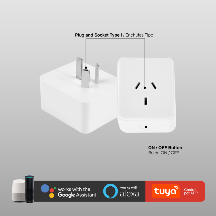 Tomacorriente Enchufe Smart WIFI 10A, AC100-240V, Max load 2200W 
