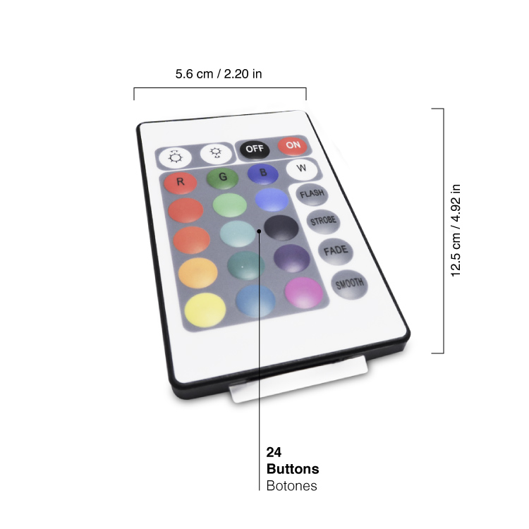 Controlador IR y Control Remoto RGB 24 botones, 12-24V 72-144W 6A