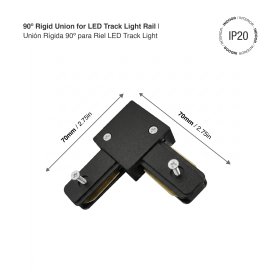Unión Rígida 90º para Riel LED Track Light Color Negro