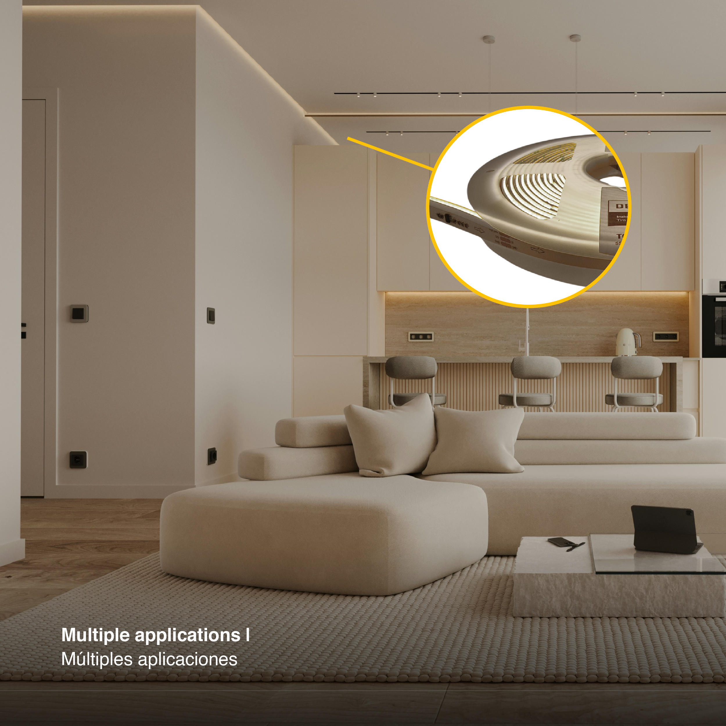 Tira LED COB Programable IC Pixel 24V 11W/m Blanco Neutro 420LEDs/m, 11mm PCB x5m