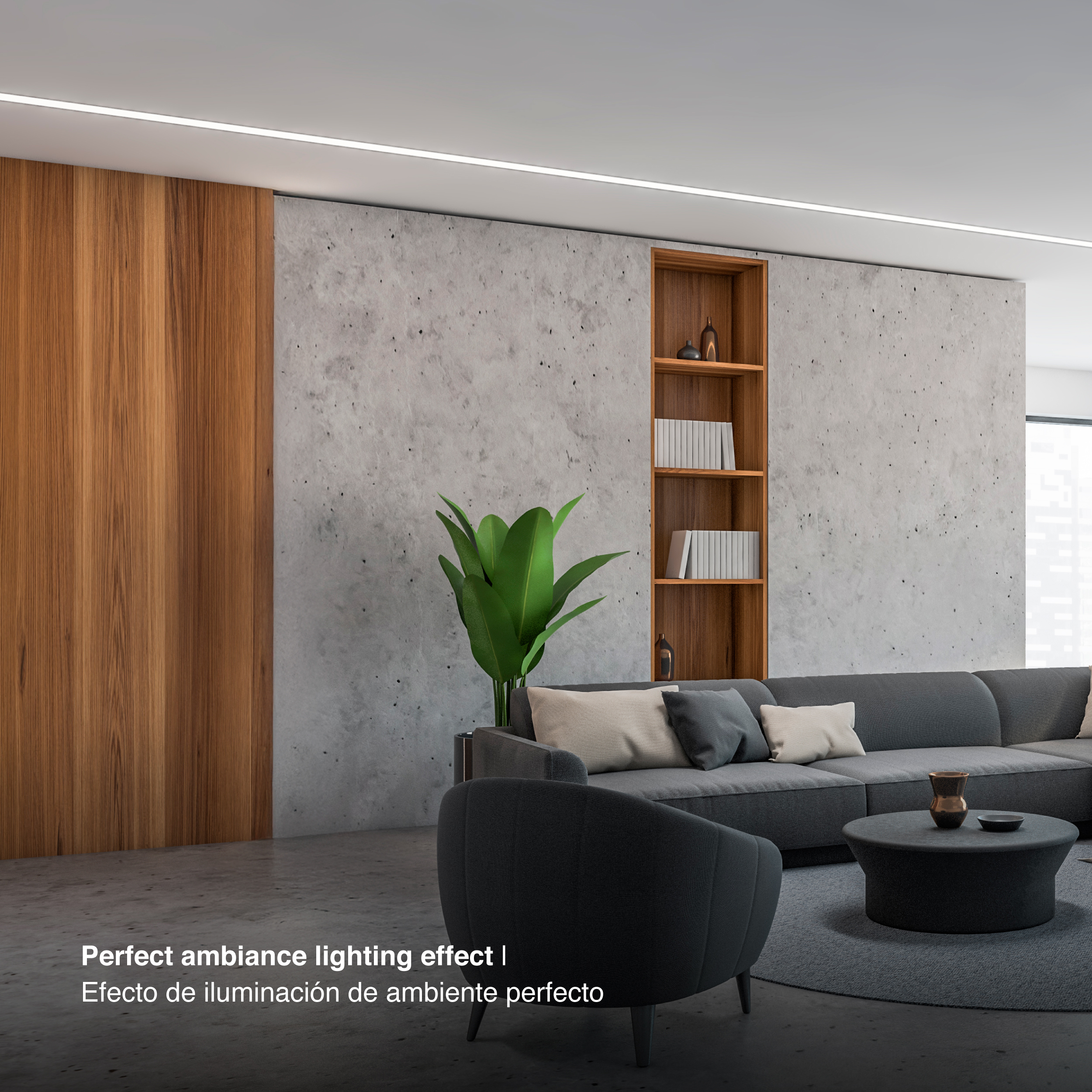 Perfil de Aluminio de Embutir 17x7mm Anodizado, Cover transparente x2m