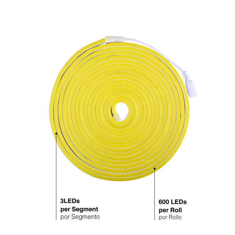 Tira LED de Neón SMD2835 IP67 12V 6W/m Amarillo 120 LED/m 5m