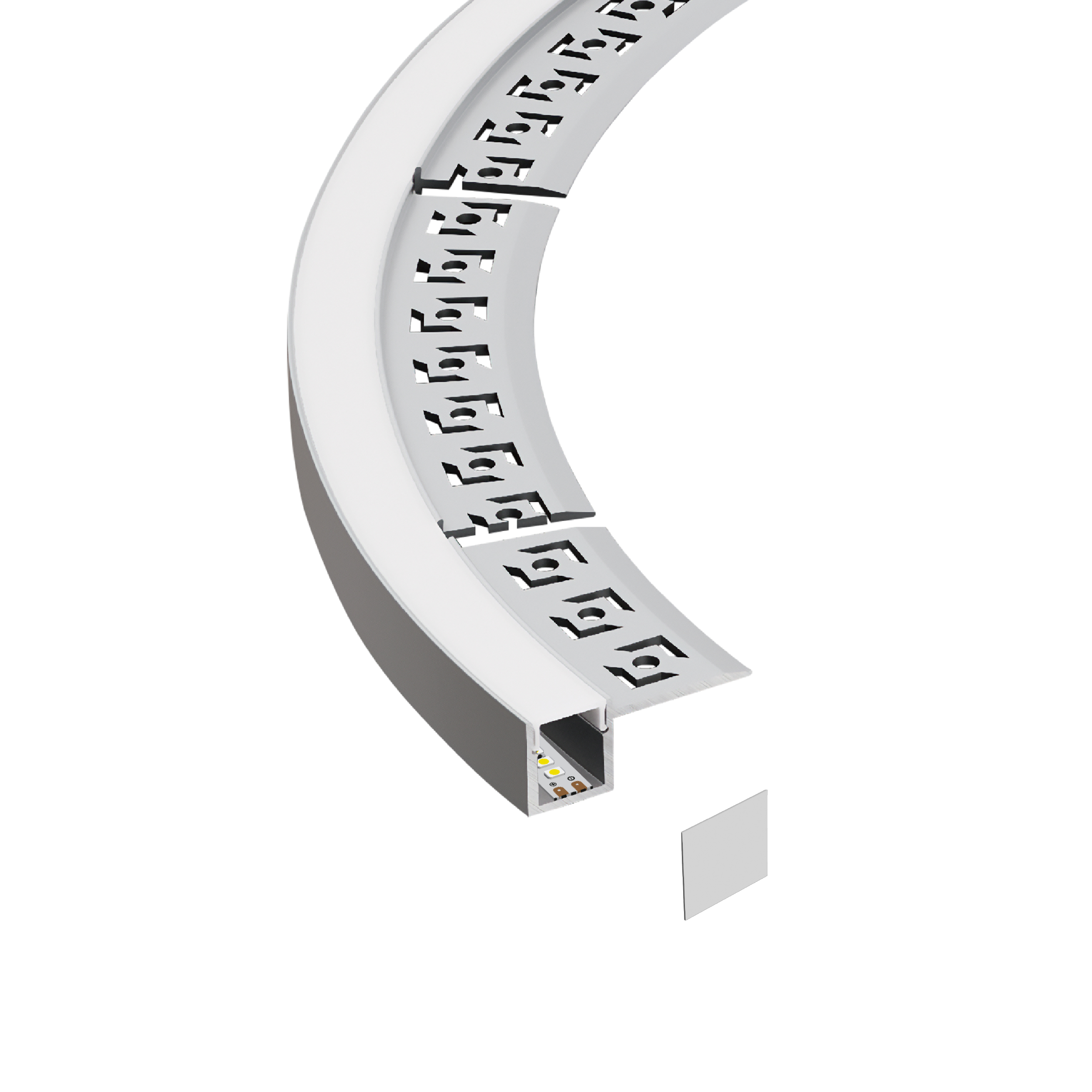 Perfil de Aluminio Flexible con Alas de Embutir 32,8x13,3mm Anodizado, Cover Opal Blanco x2m