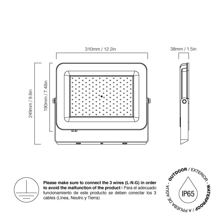 Reflector LED de Exteriores IP65, 100W 8.500lm Blanco Frio, 220V