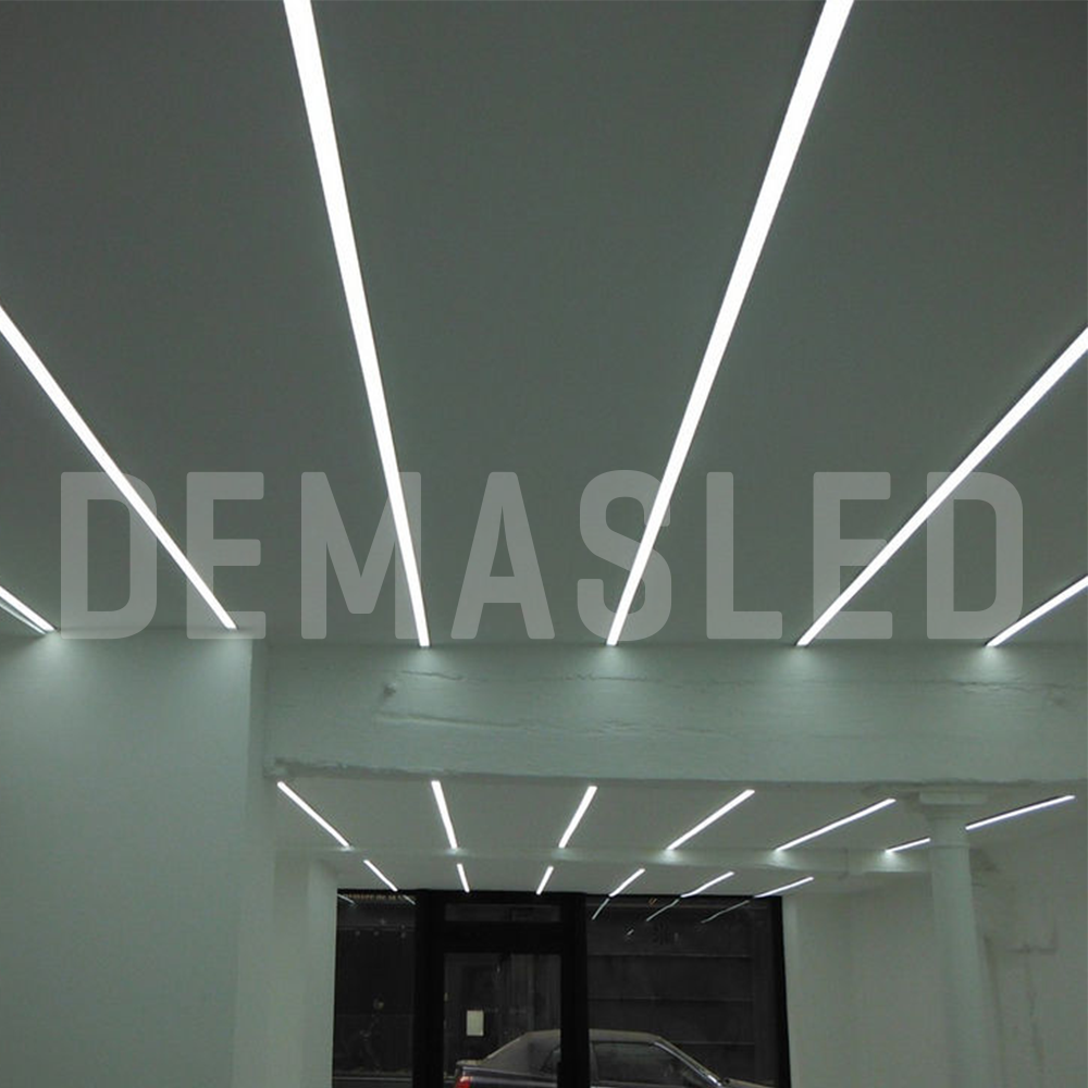 Perfil de Aluminio Linear de Embutir 76x49mm Anodizado, Cover Opal Blanco x2m