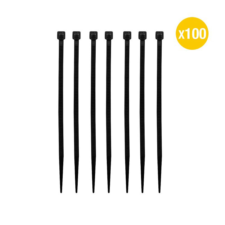 Precinto de Nylon, Negro 2.5x100mm. 100 uds.