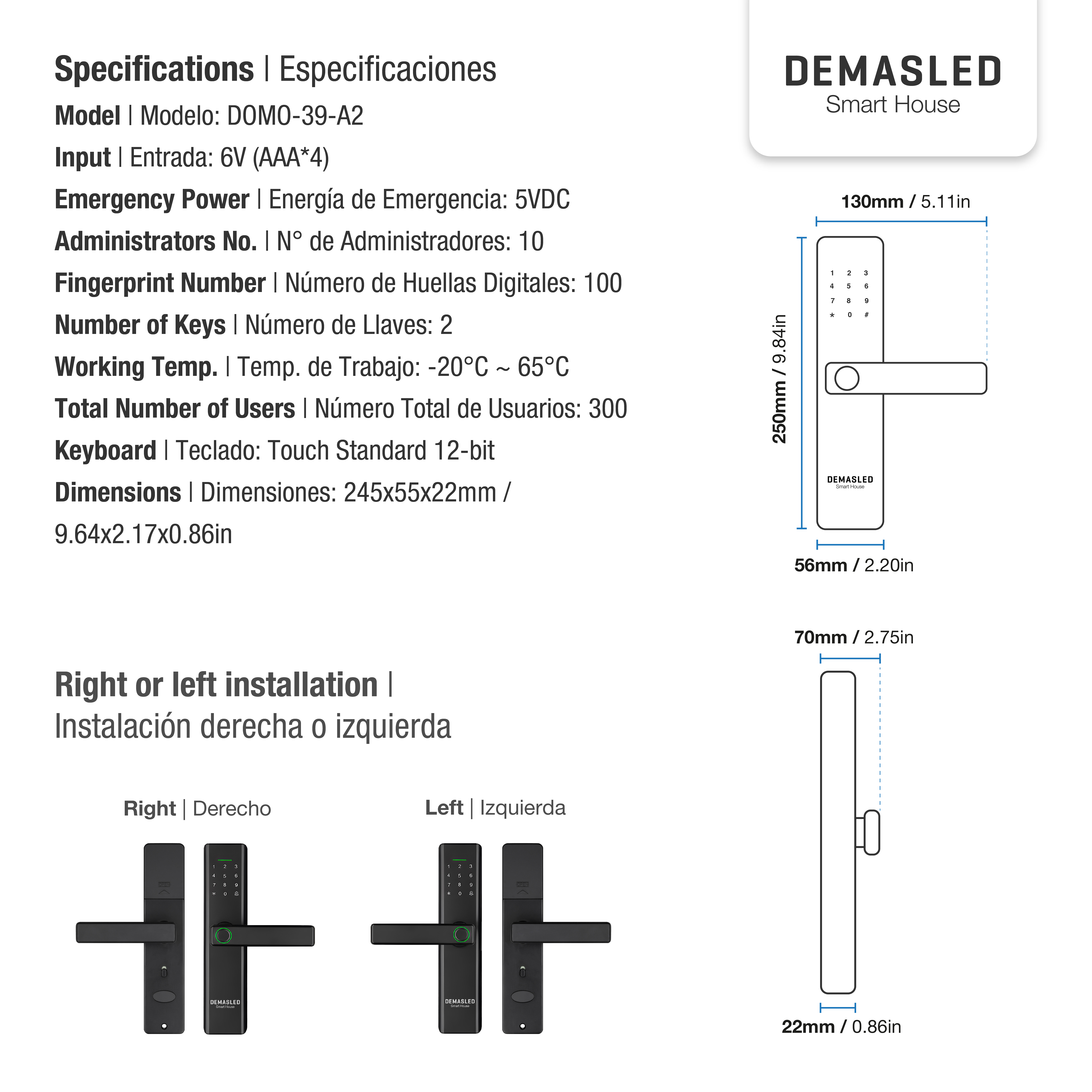 Cerradura Biométrica Smart WIFI 