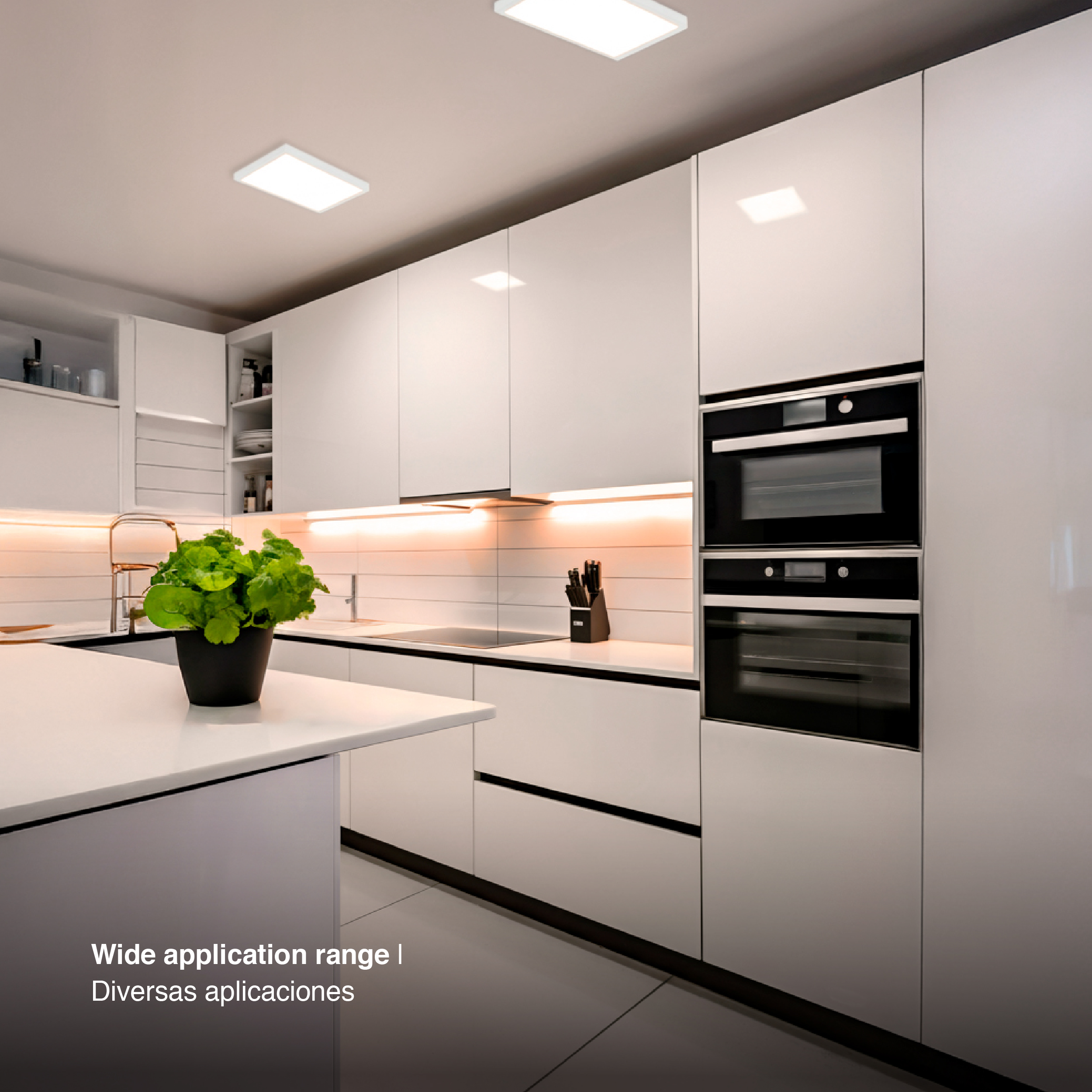 Plafón LED cuadrado blanco de 21,3x21,3cm, 18W 1230lm Cálido, aplicar