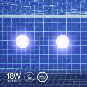 Luminaria para Pileta IP68 ø260mm Blanco Frío 18W