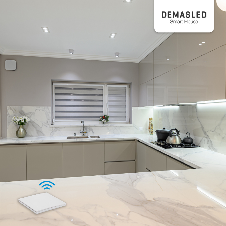 Tecla inalámbrica RF, 1 Efecto Smart House, Blanco