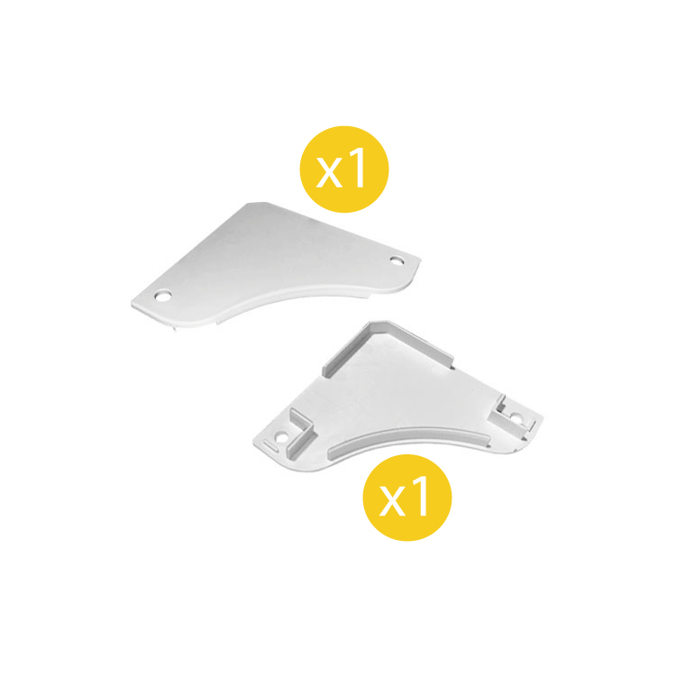 Kit de 2 tapas para perfil de aluminio, BLANCO. PER-43-2M