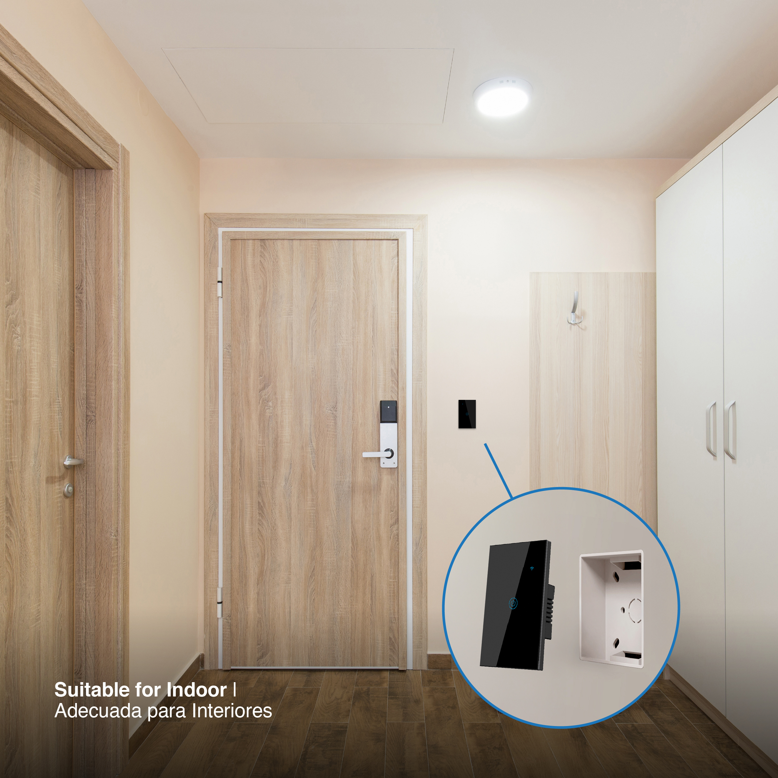 Tecla Smart de Pared Táctil 1 Canal 600W Negro