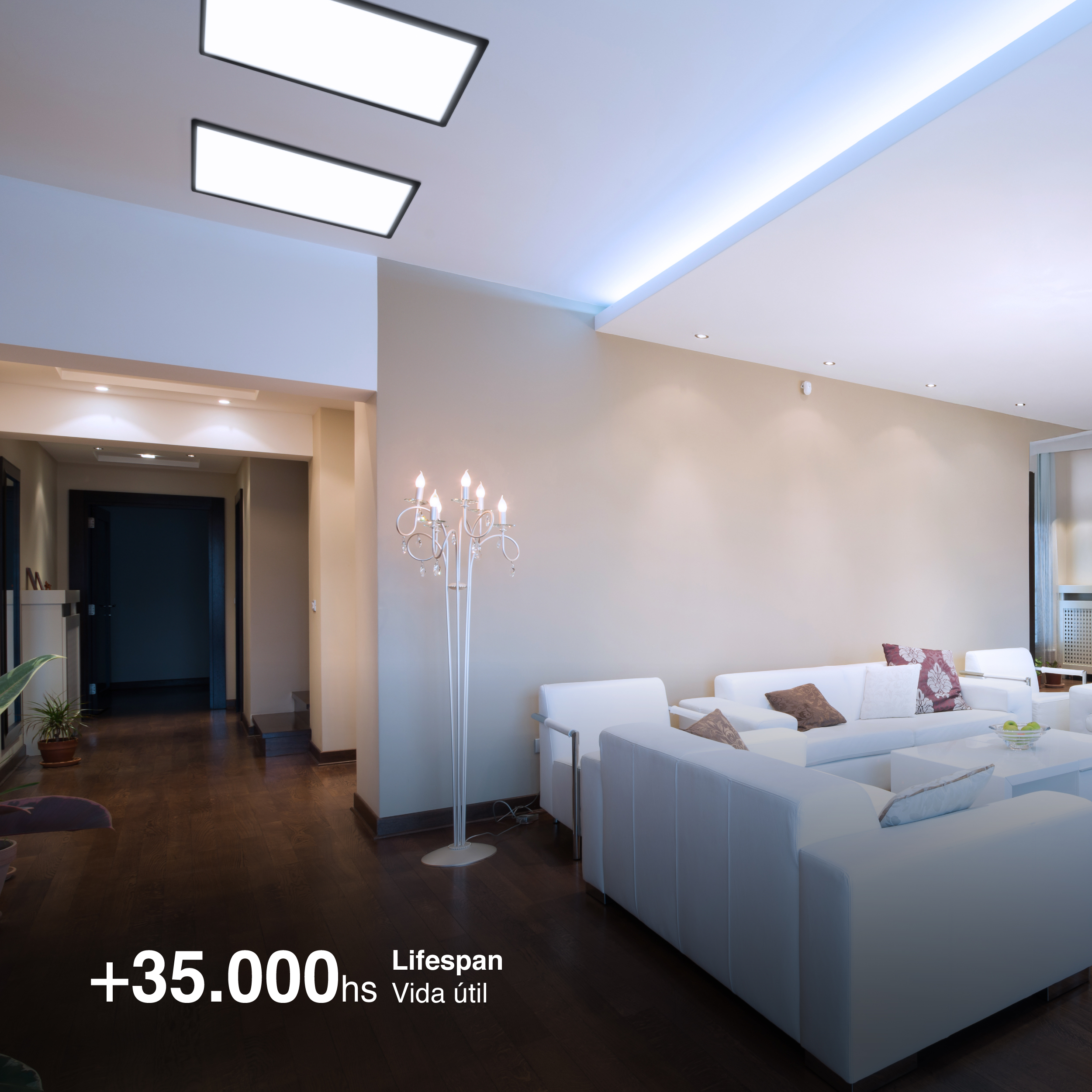 Panel LED BACKLIGHT Negro 60x60x3,8cm 48W 4800lm Blanco Frío, de aplicar