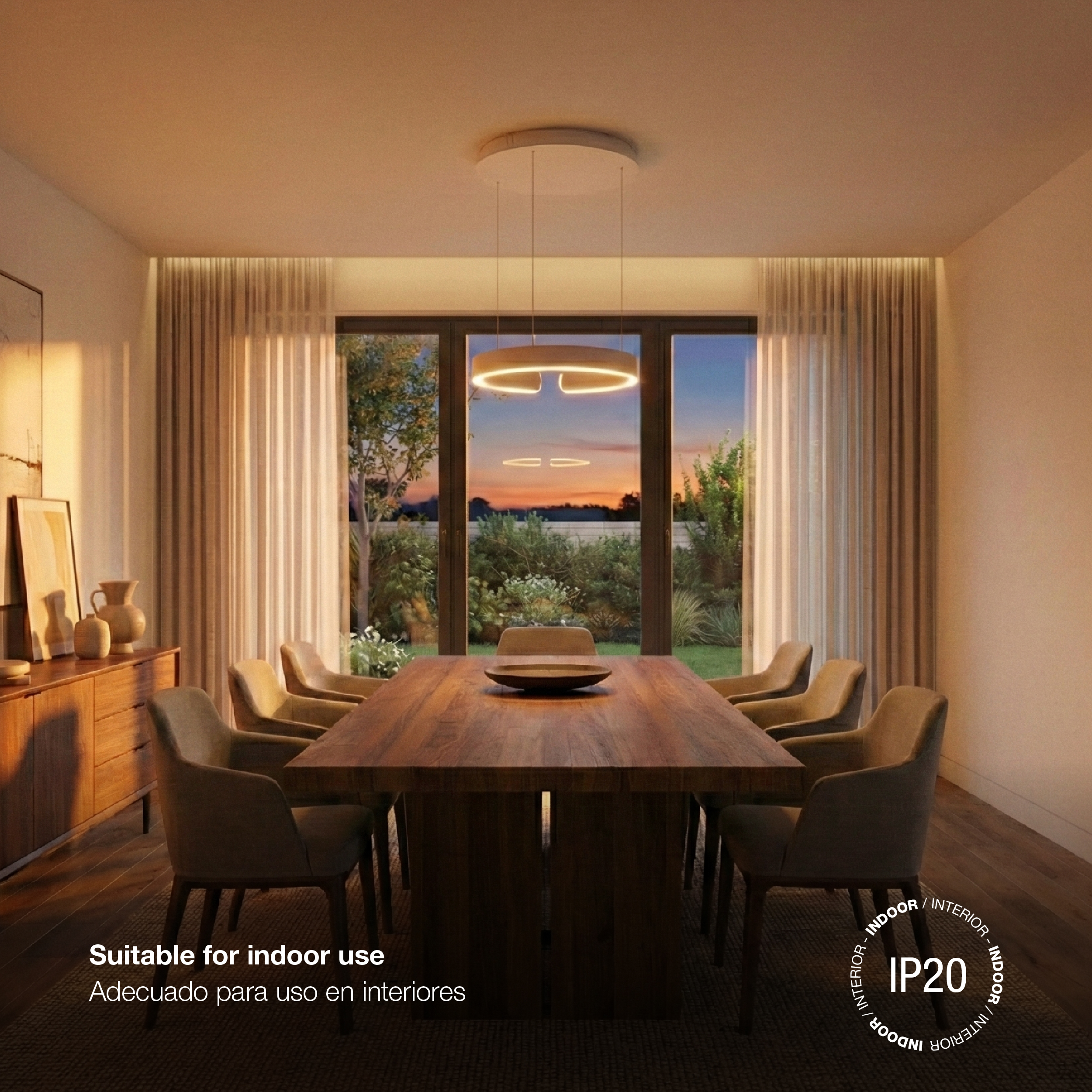 Lámpara LED Suspendida Blanco, Ø40x52cm, 28W CCT Variable 3000-6500K