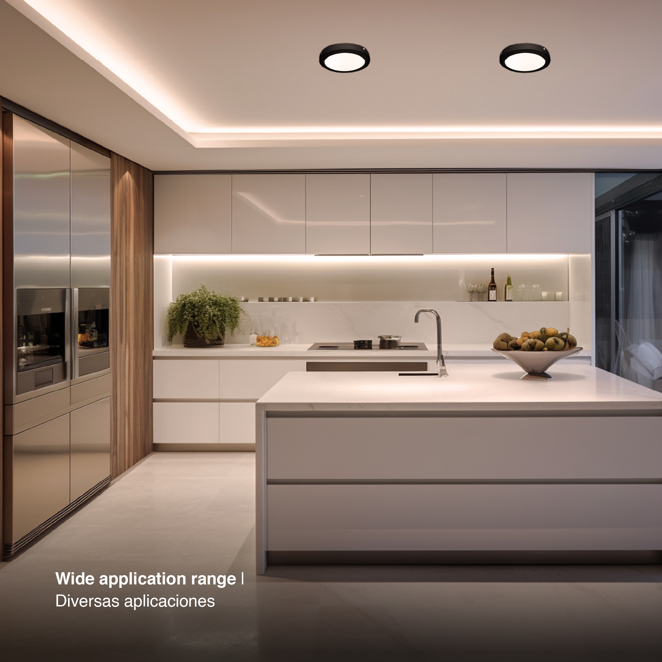 Plafón LED redondo negro de 22cm, 18W 1230lm Cálido, de aplicar