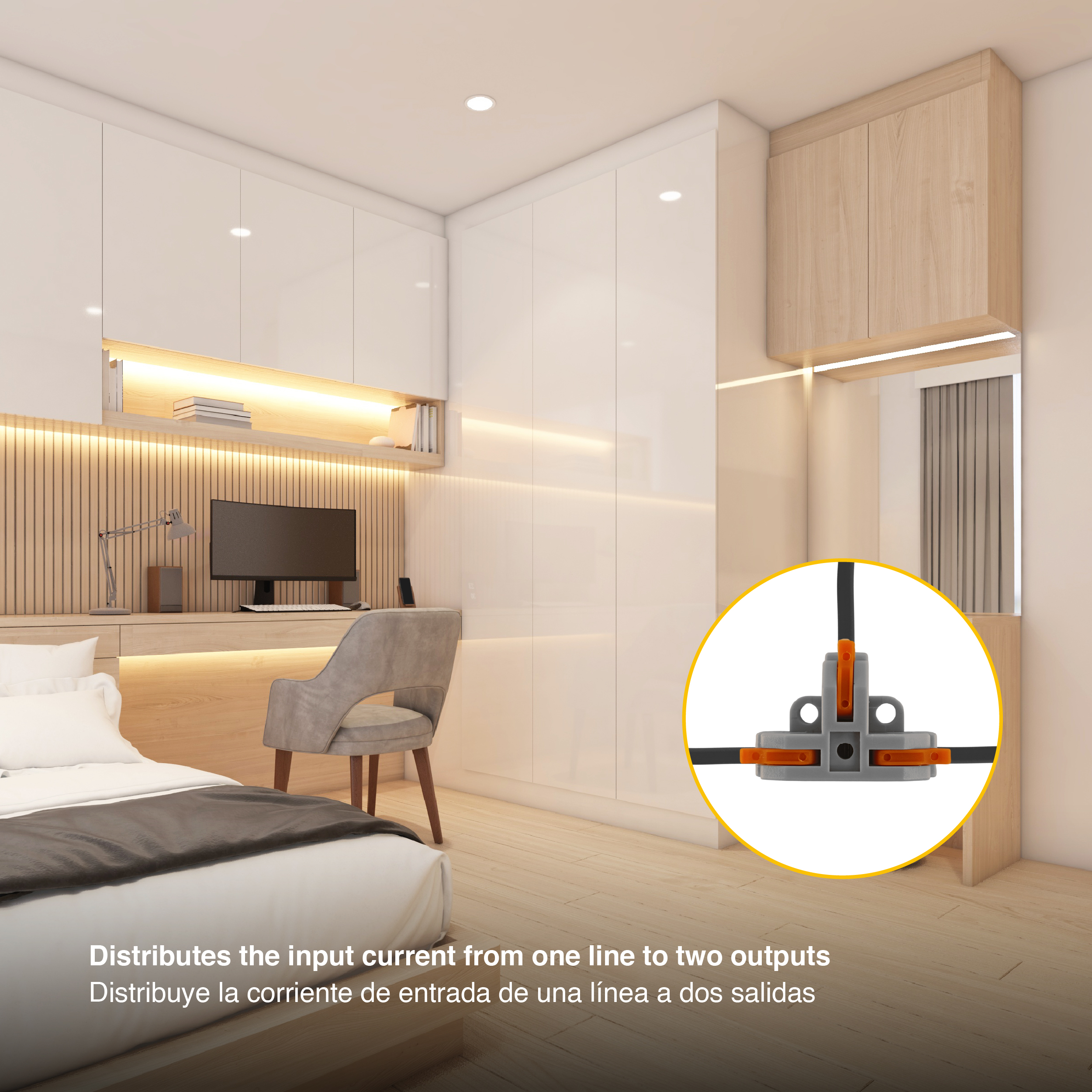 Conector en T, Bornera Fast Clip, 1 X 1 X 1