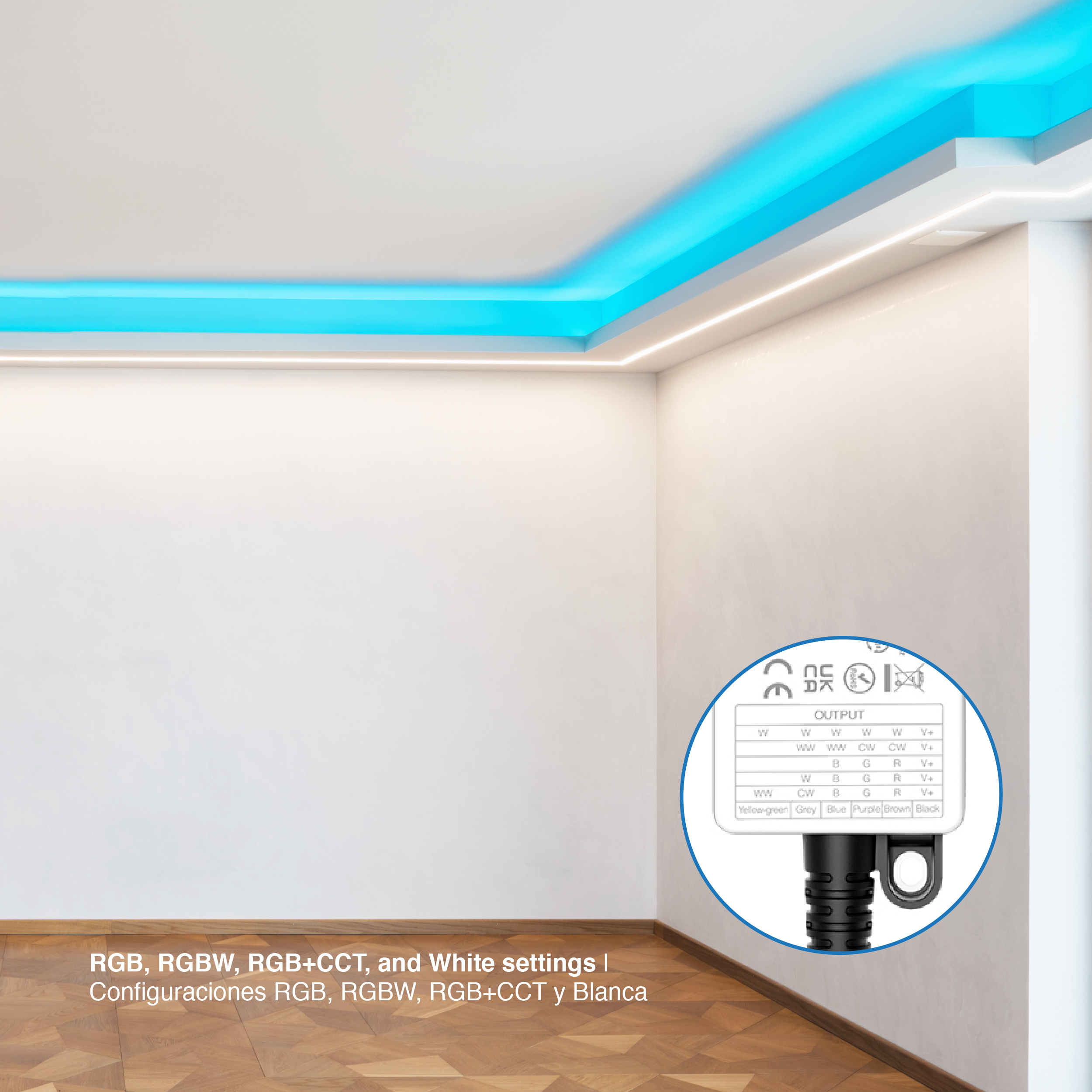 Controlador LED 5 en 1 Resistente al Agua RGB+CCT 2.4GHz 12A máx. 12-24V IP66