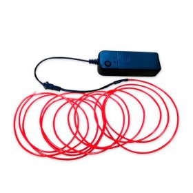 Guirnalda EL, Rojo Neón, 3m, x2 Baterias AA, No incluidas