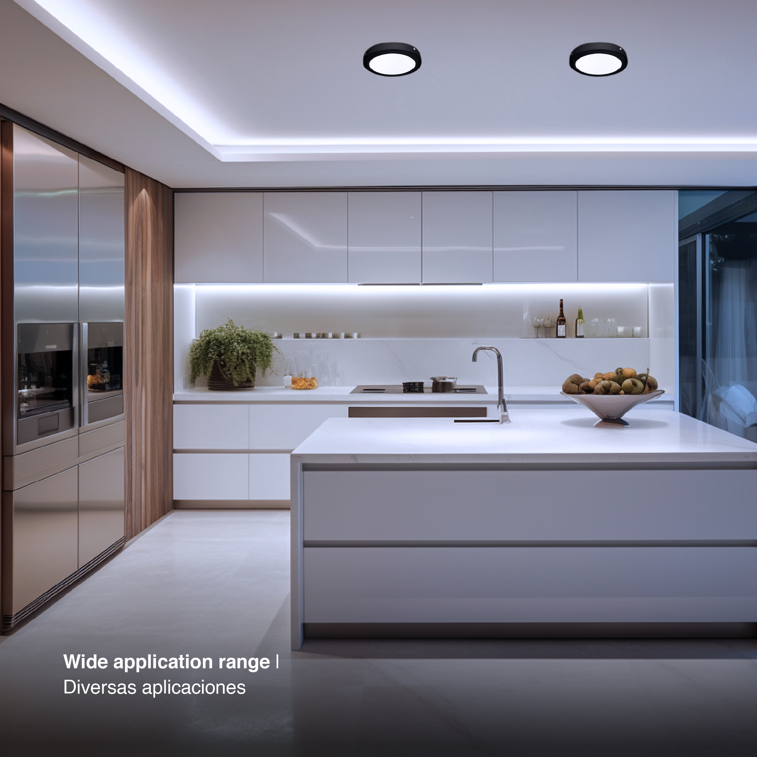 Plafón LED redondo negro de 22cm 18W 1230lm blanco Frío, de aplicar