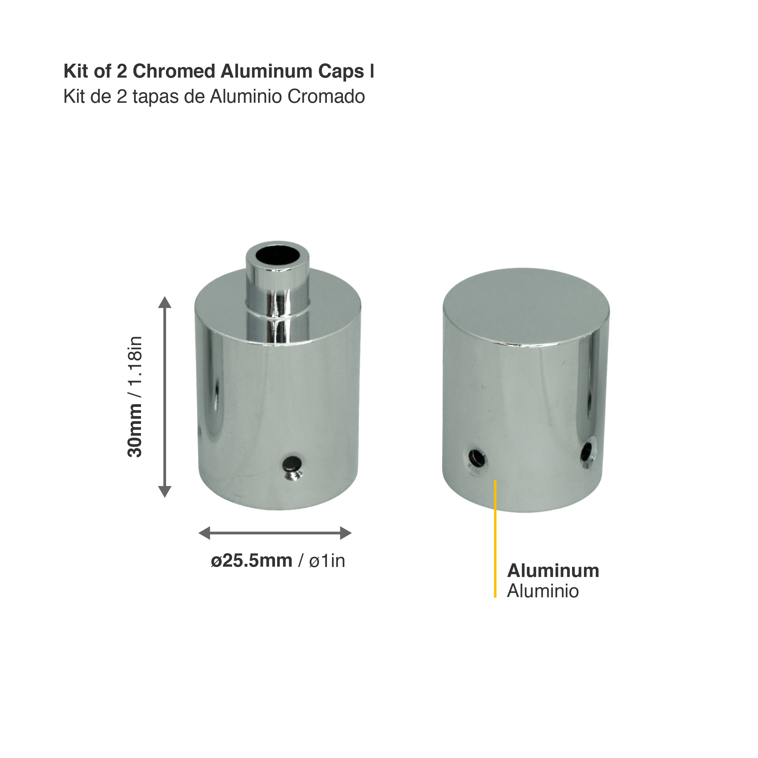 Kit de 2 tapas de Aluminio Cromado para tex-11/12