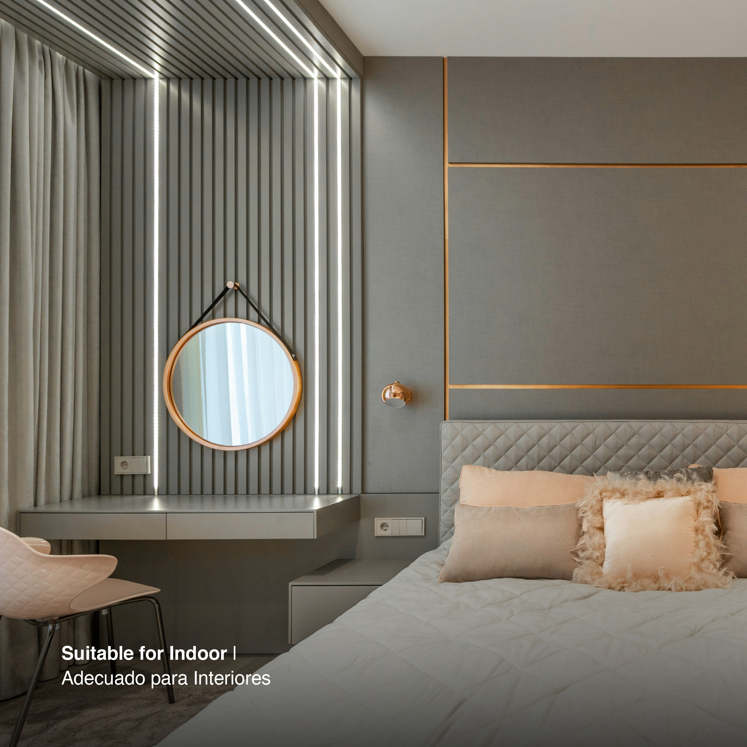 Perfil de Aluminio Flat 16.8x6,6mm Anodizado, Cover trasnparente x2m