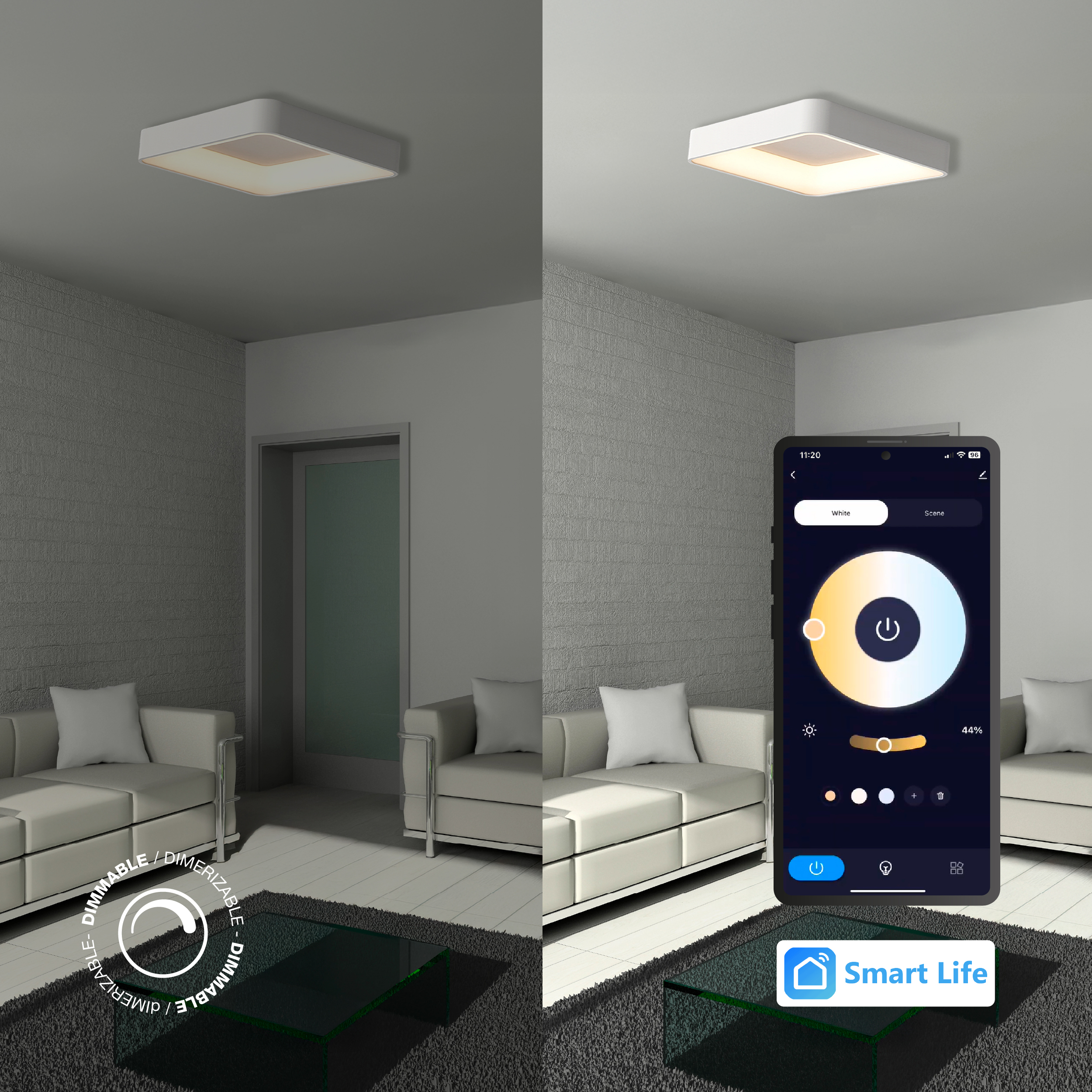 Panel LED Smart Cuadrado Blanco 60x60x9cm 60W 270mA CCT, de Aplicar