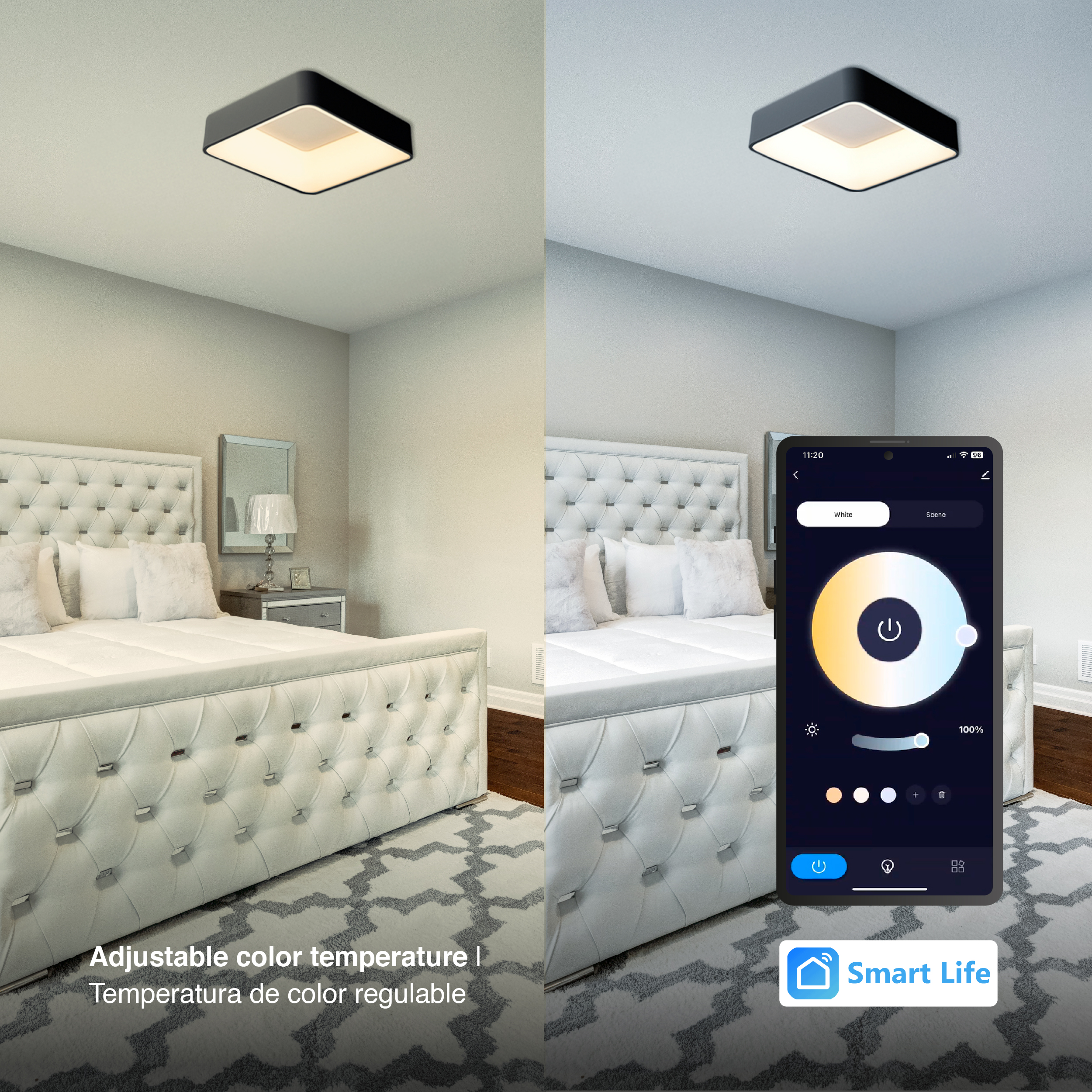 Panel LED Smart Cuadrado Negro 50x50x9cm 48W 210mA CCT, de Aplicar