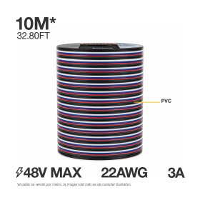 Cable 5 polos de 0.6mm RGBW - 5x0.6mm (22AWG) - 48V Máx. x10m