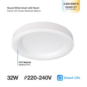 Panel LED Smart Redondo Blanco Ø38,2x9cm 32W 140mA CCT, de Aplicar