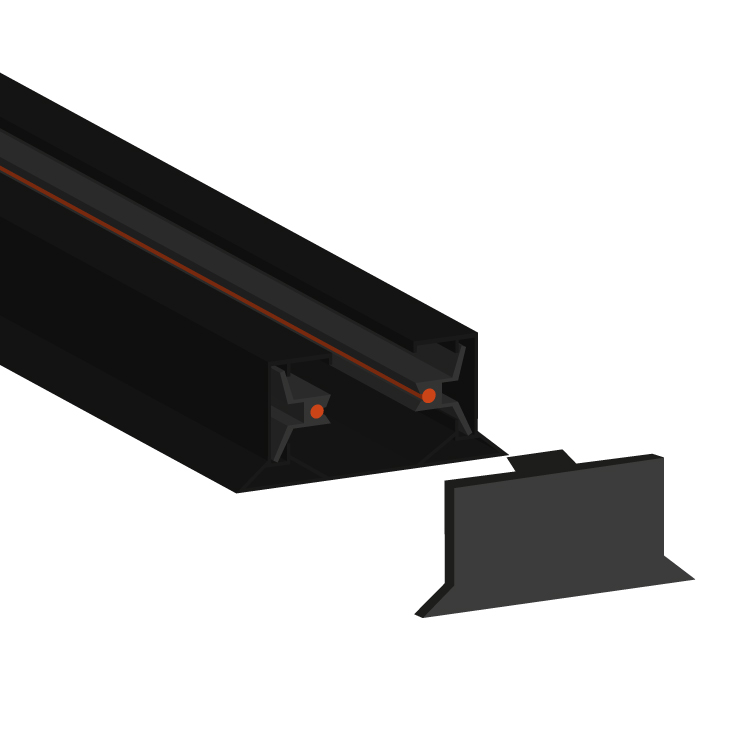 Riel de Iluminación Negro para Track Light de 0,5m de longitud