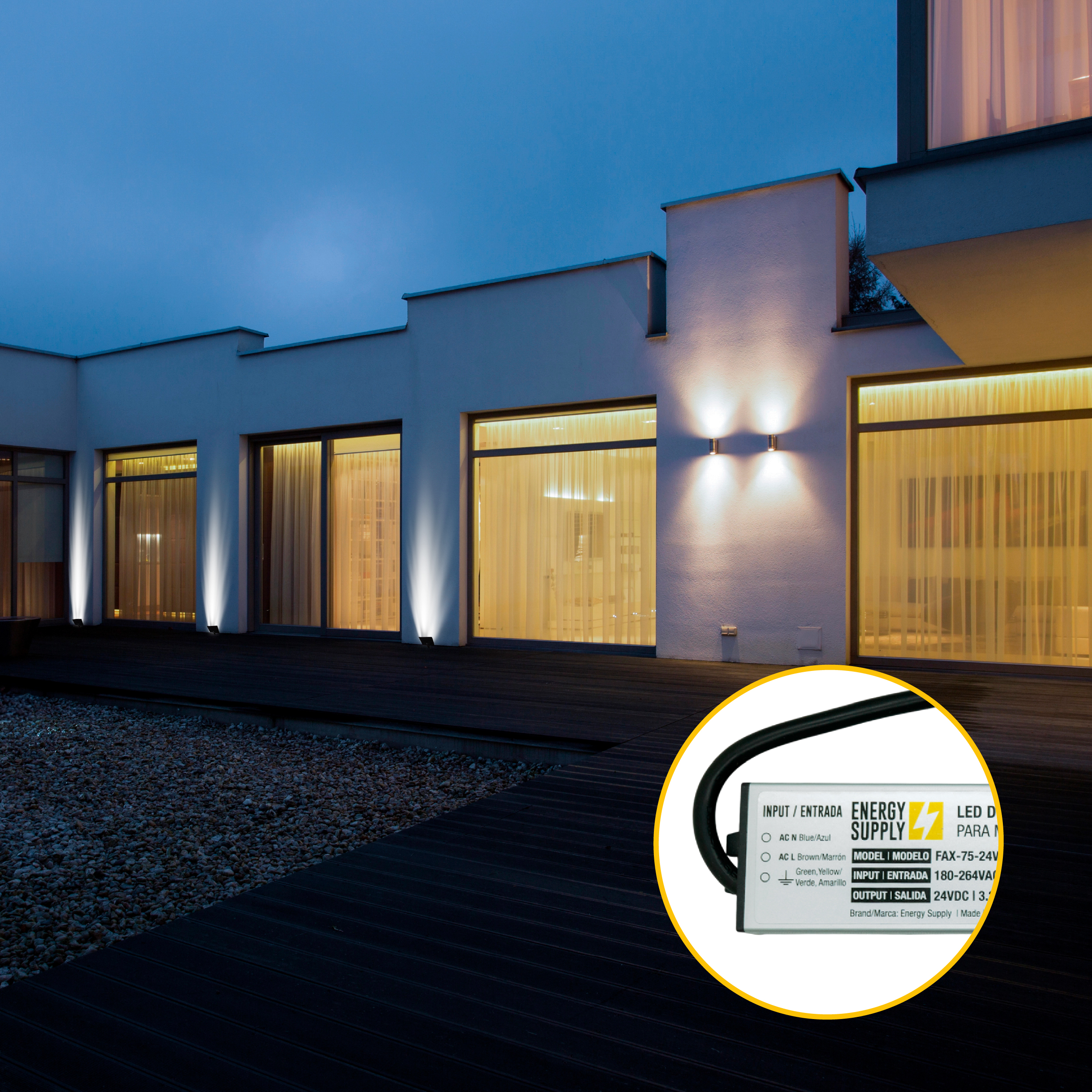 Fuente Switching 24V 3.2A 75W 180-264VAC Exterior IP67