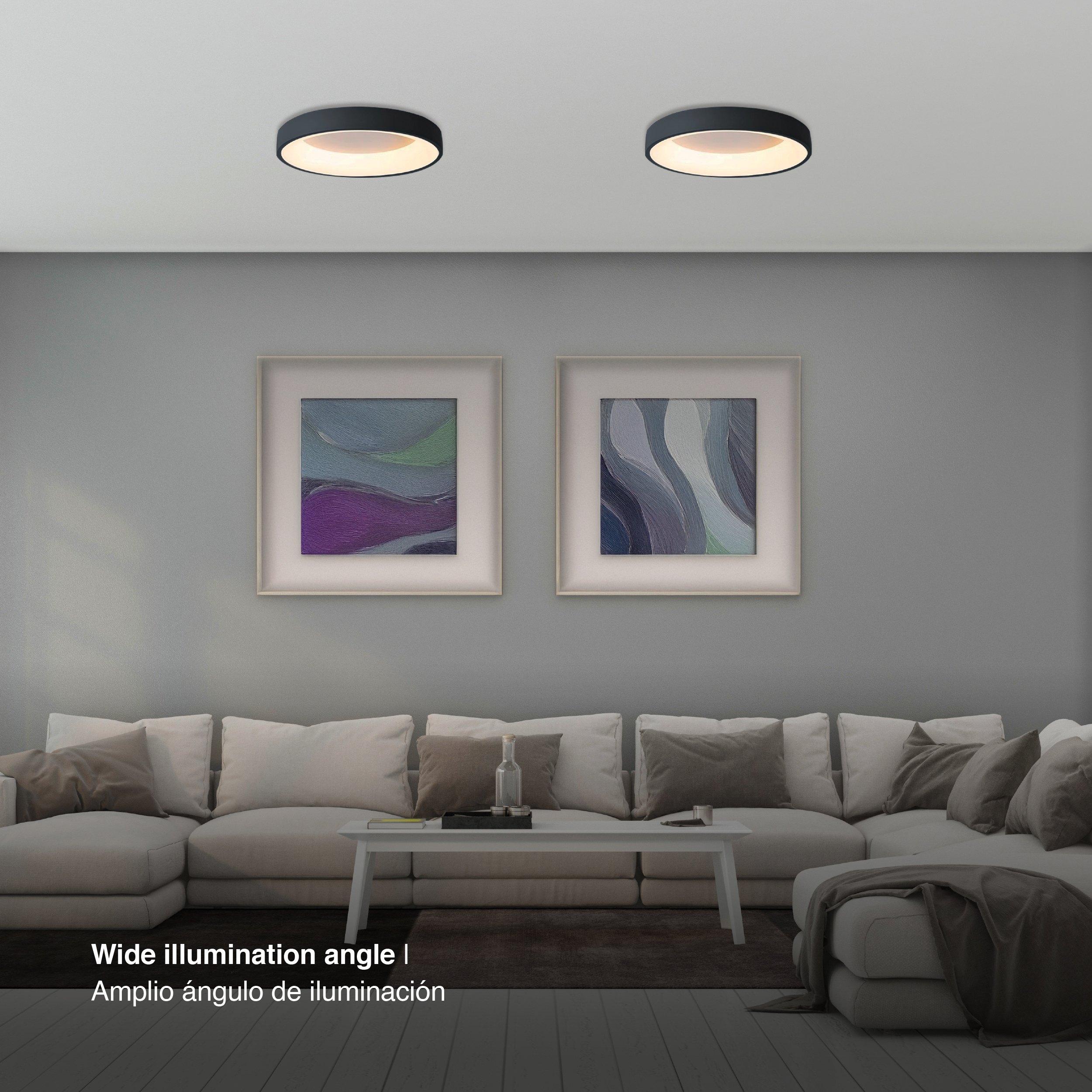 Panel LED Smart Redondo Negro Ø38,2x9cm 32W 140mA CCT, de Aplicar