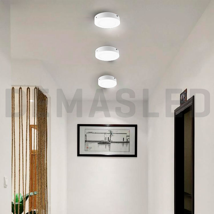Plafón LED redondo blanco de 12cm, 6W 290lm blanco Frío, aplicar